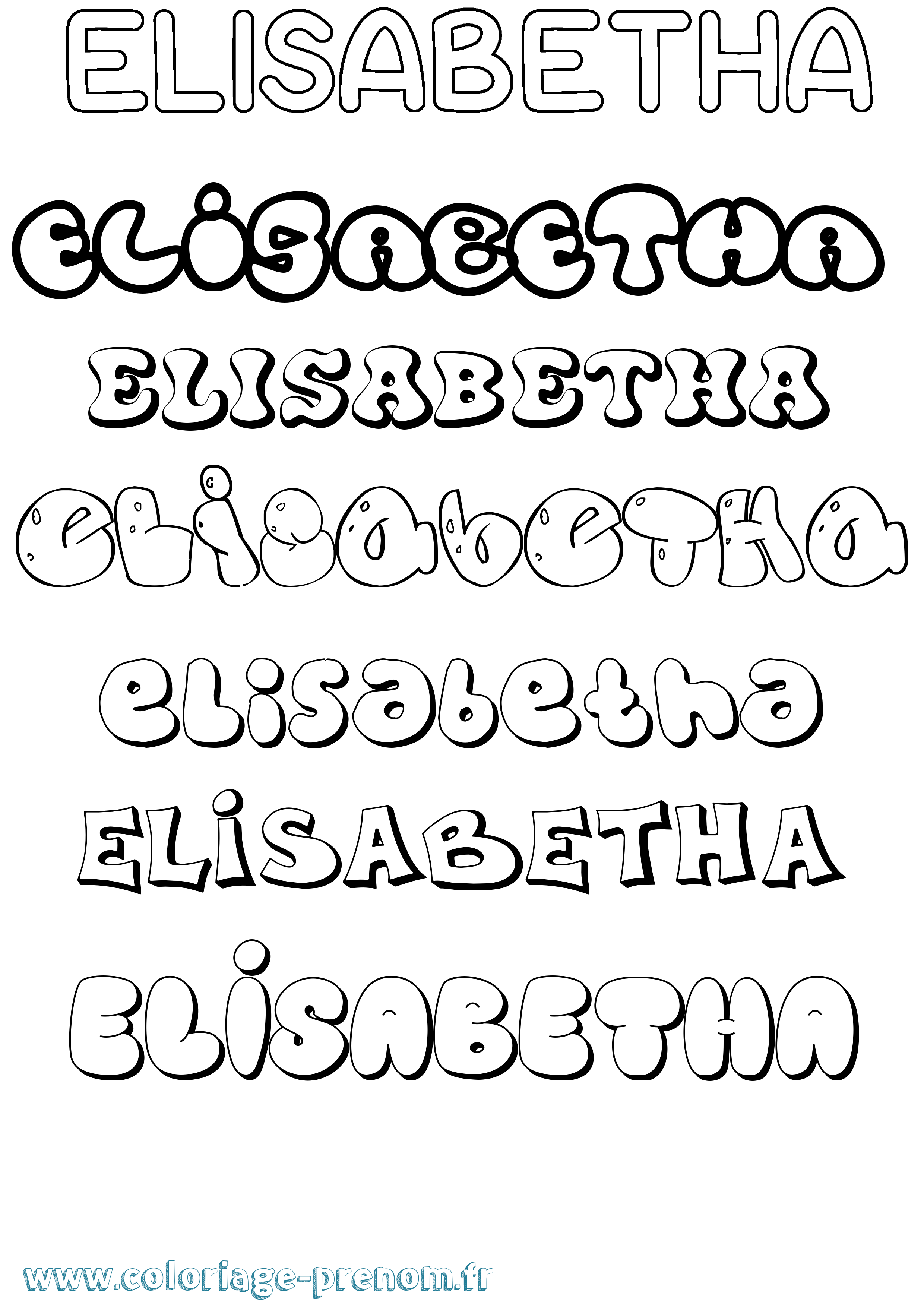 Coloriage Elisabetha Bubble Coloriage prénom Elisabetha Bubble