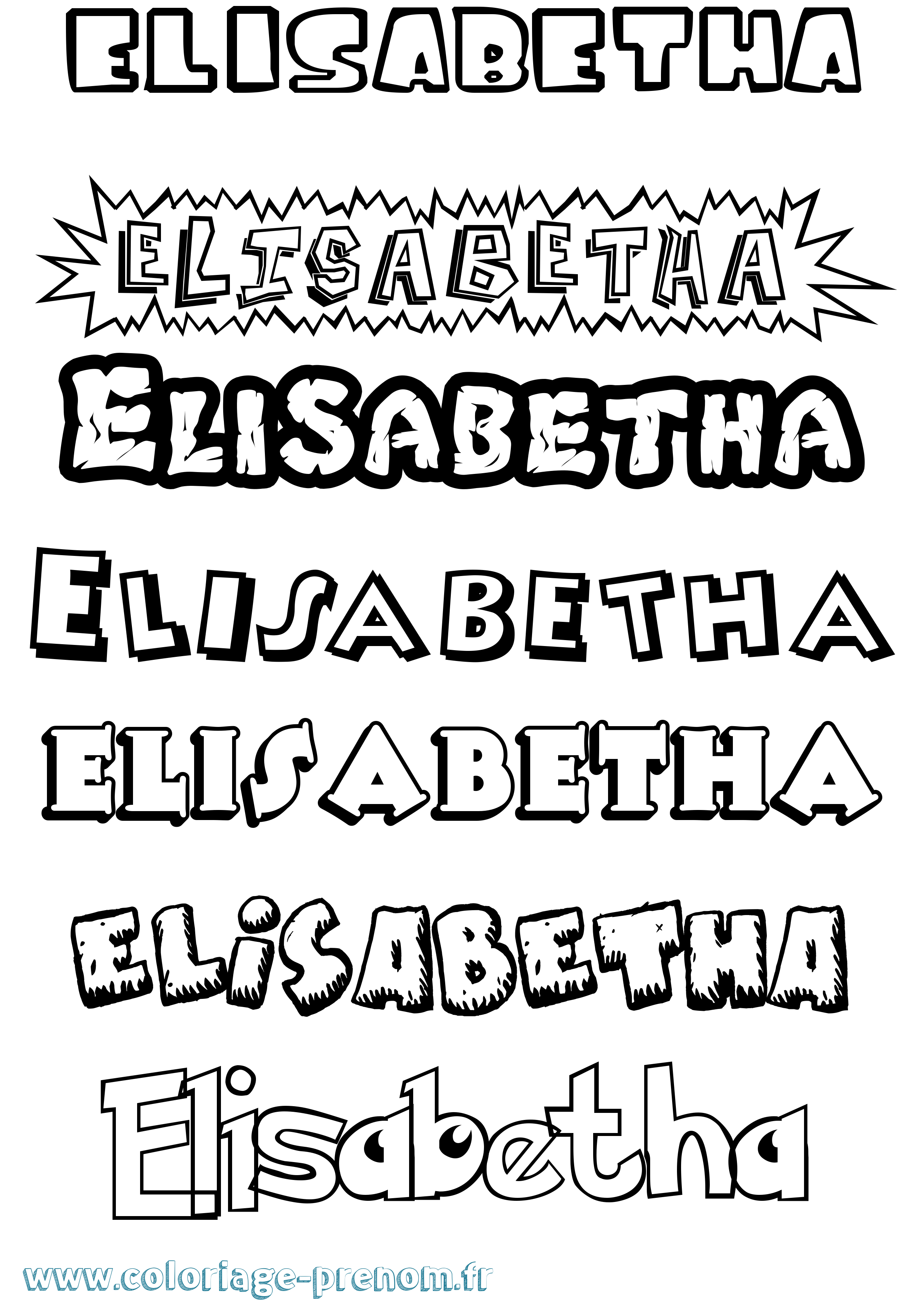 Coloriage Elisabetha Dessin Animé Coloriage prénom Elisabetha Dessin Animé