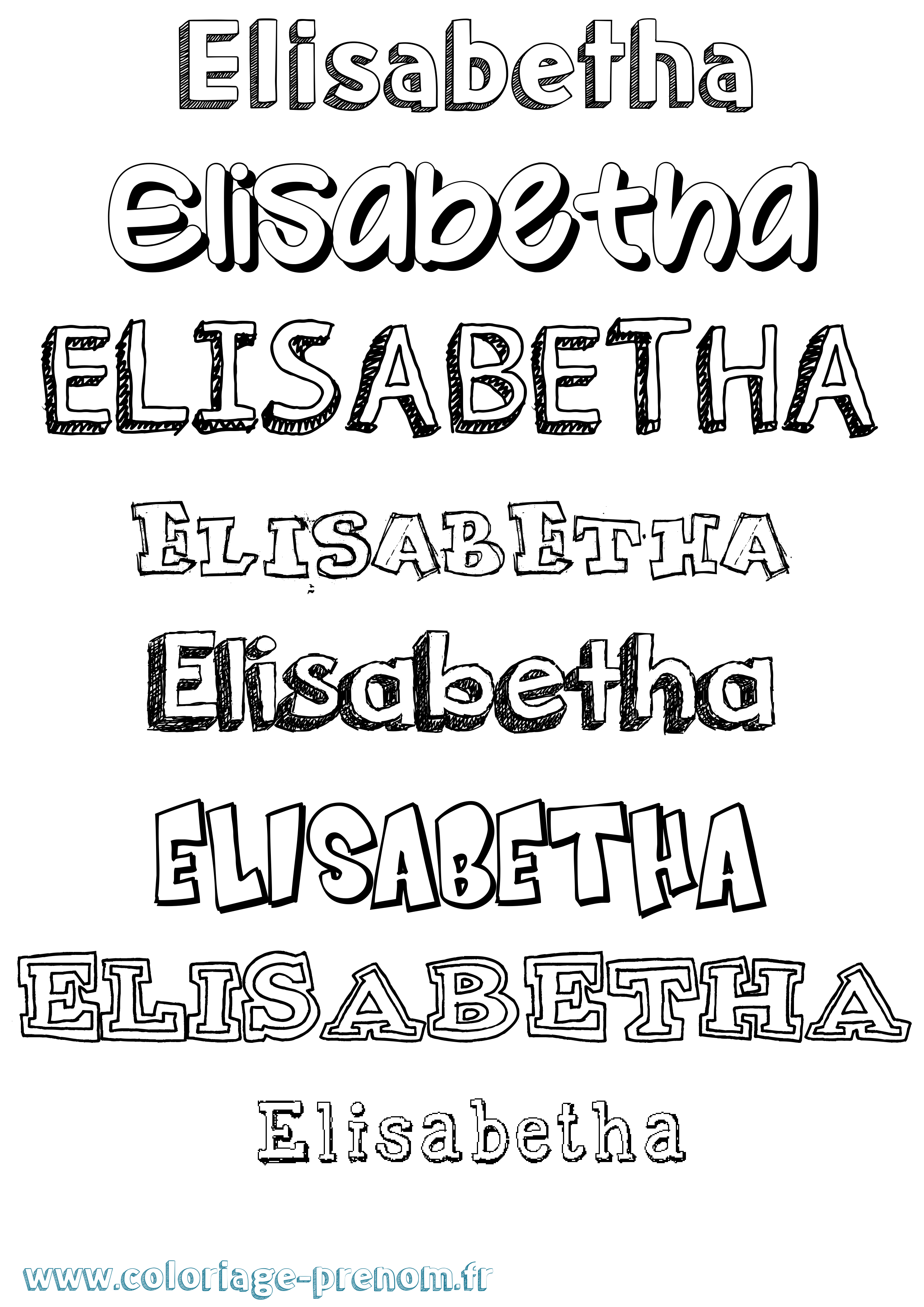 Coloriage Elisabetha Dessiné Coloriage prénom Elisabetha Dessiné