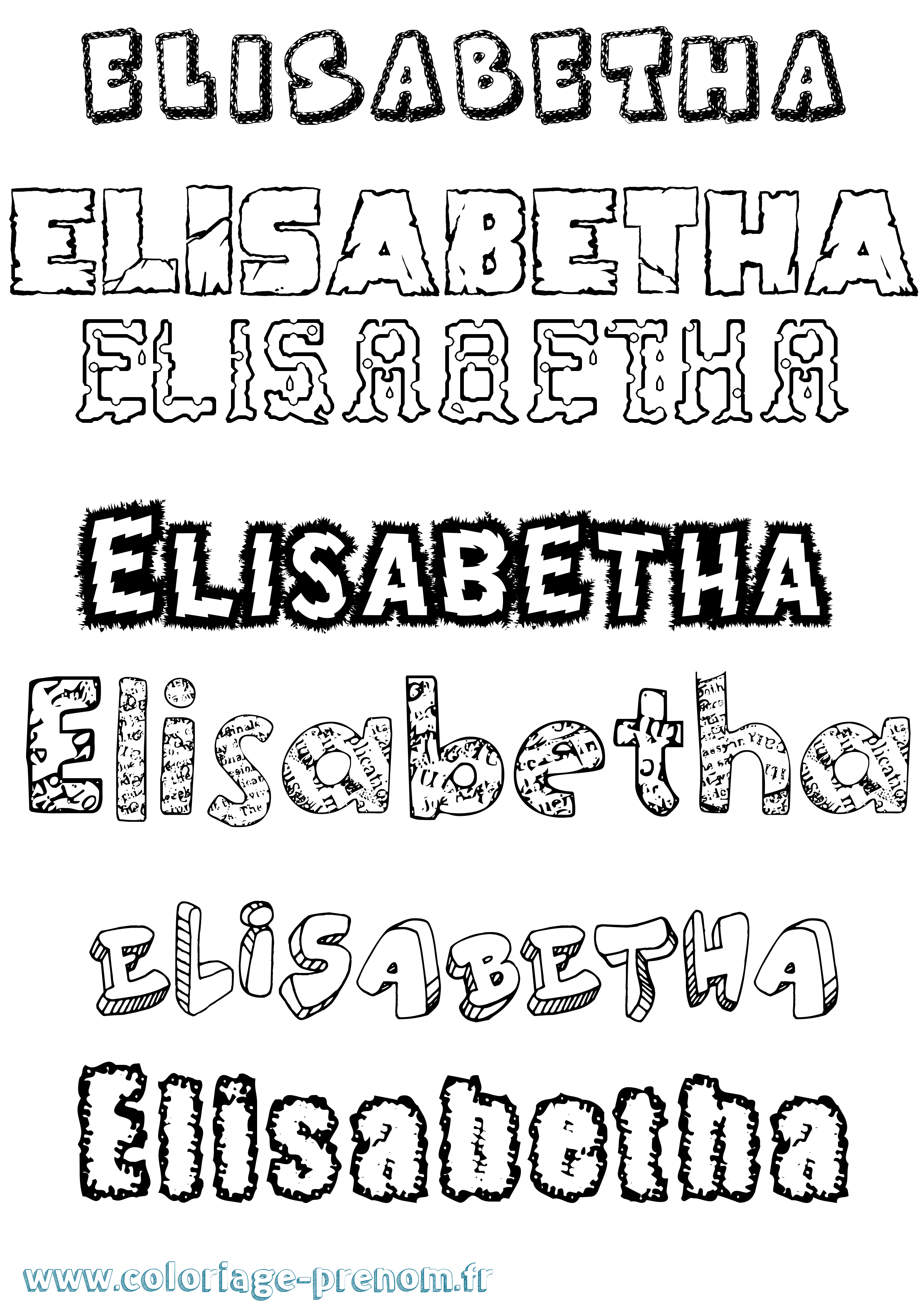 Coloriage Elisabetha Destructuré Coloriage prénom Elisabetha Destructuré
