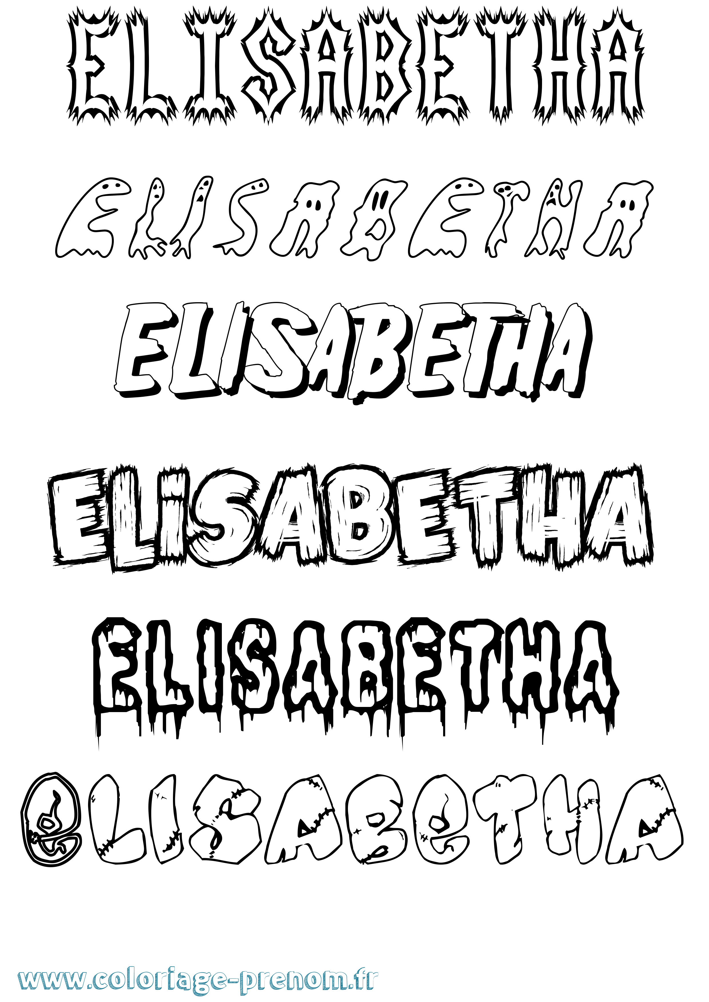 Coloriage Elisabetha Frisson Coloriage prénom Elisabetha Frisson