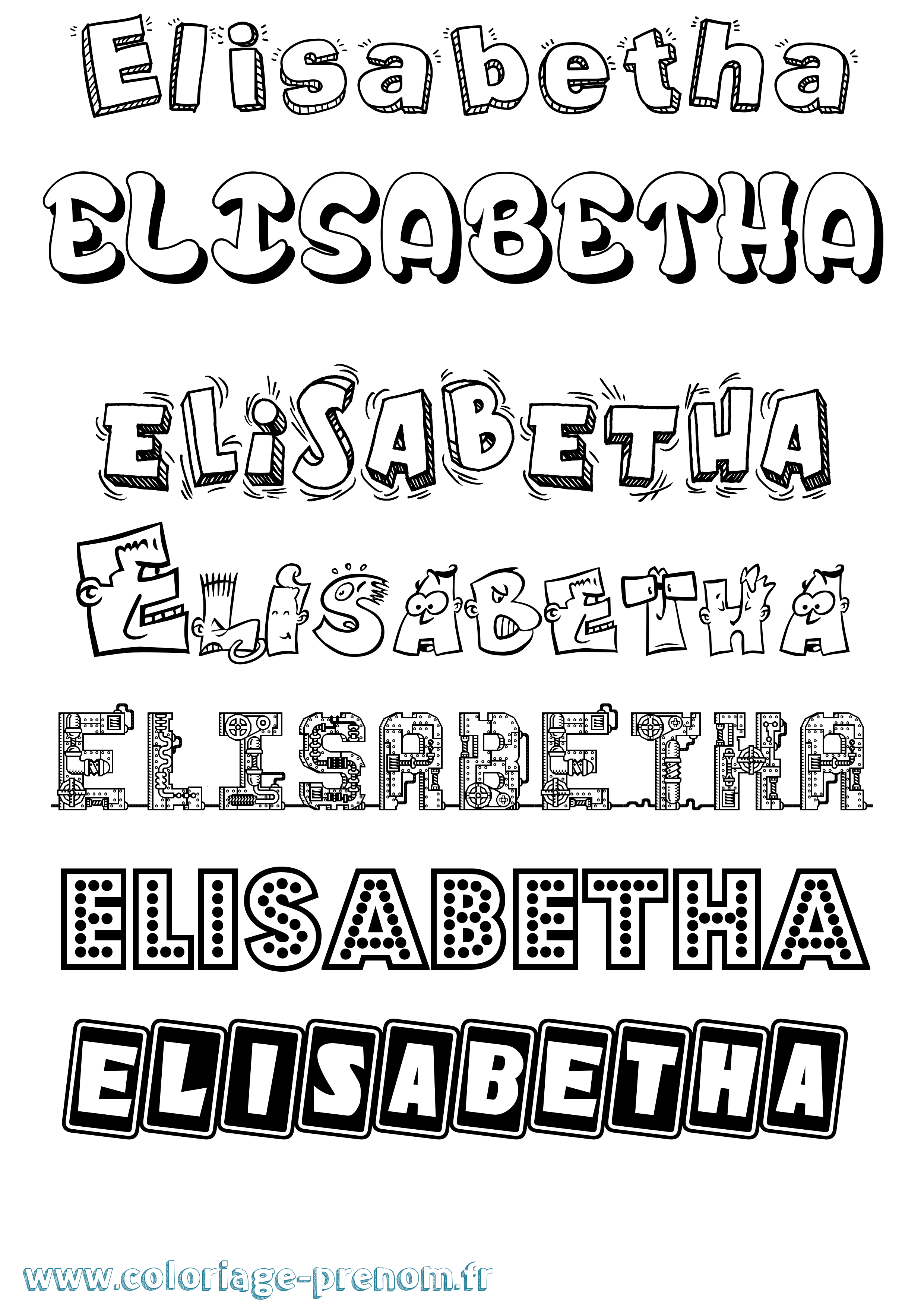 Coloriage Elisabetha Fun Coloriage prénom Elisabetha Fun