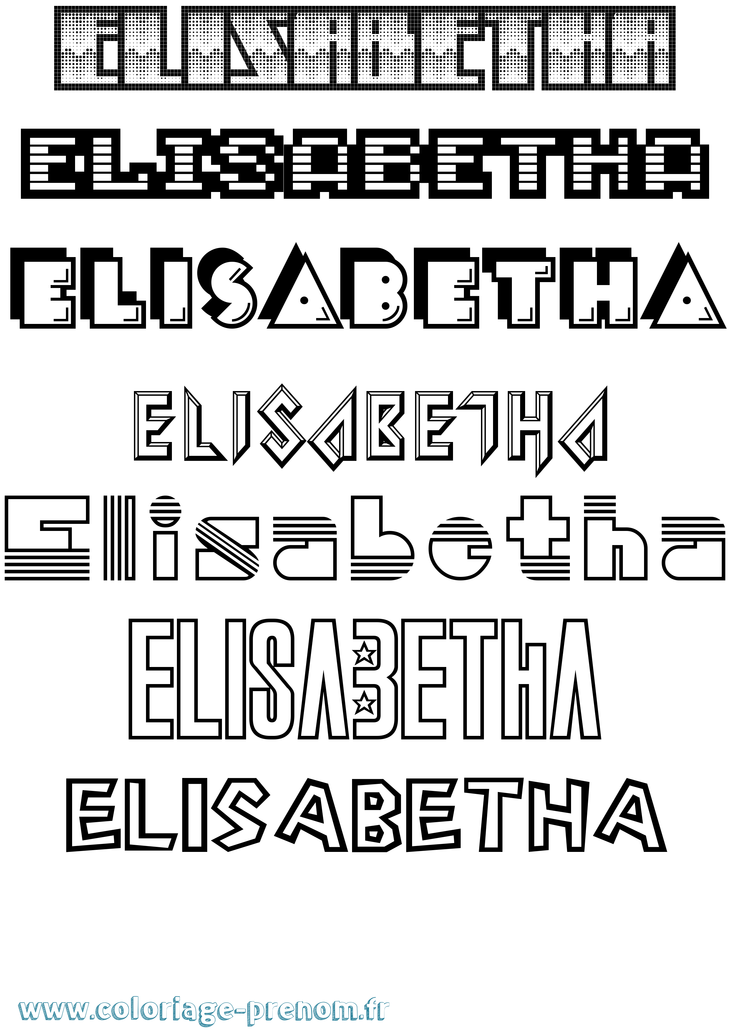Coloriage Elisabetha Jeux Vidéos Coloriage prénom Elisabetha Jeux Vidéos