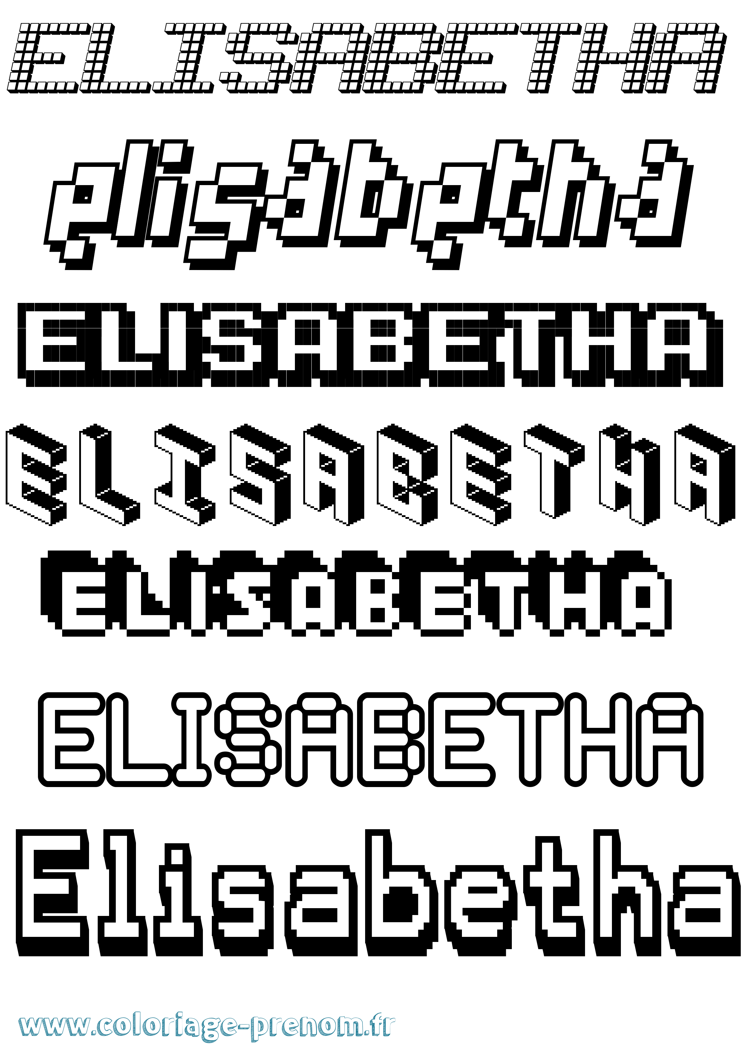 Coloriage Elisabetha Pixel Coloriage prénom Elisabetha Pixel