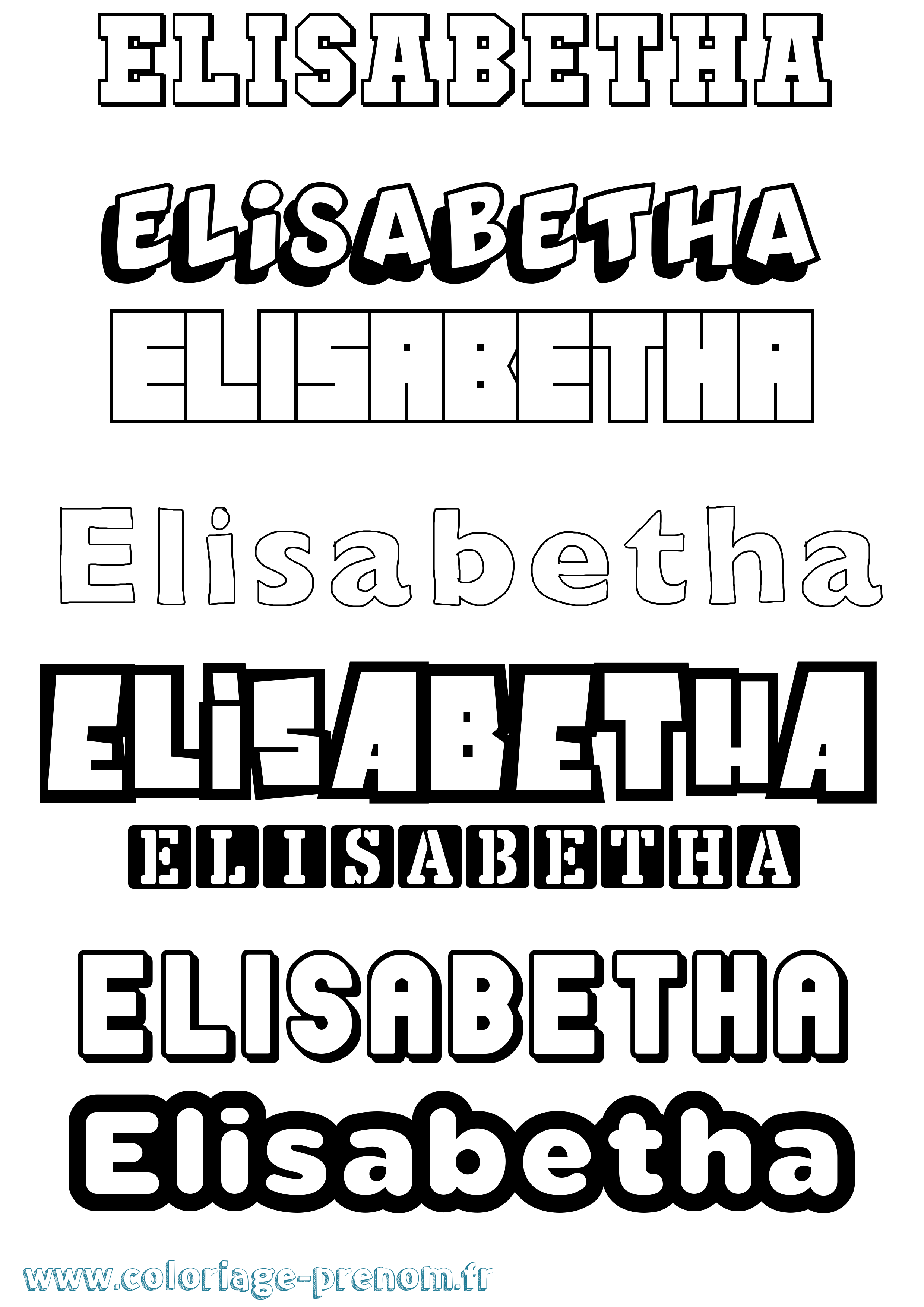 Coloriage Elisabetha Simple Coloriage prénom Elisabetha Simple