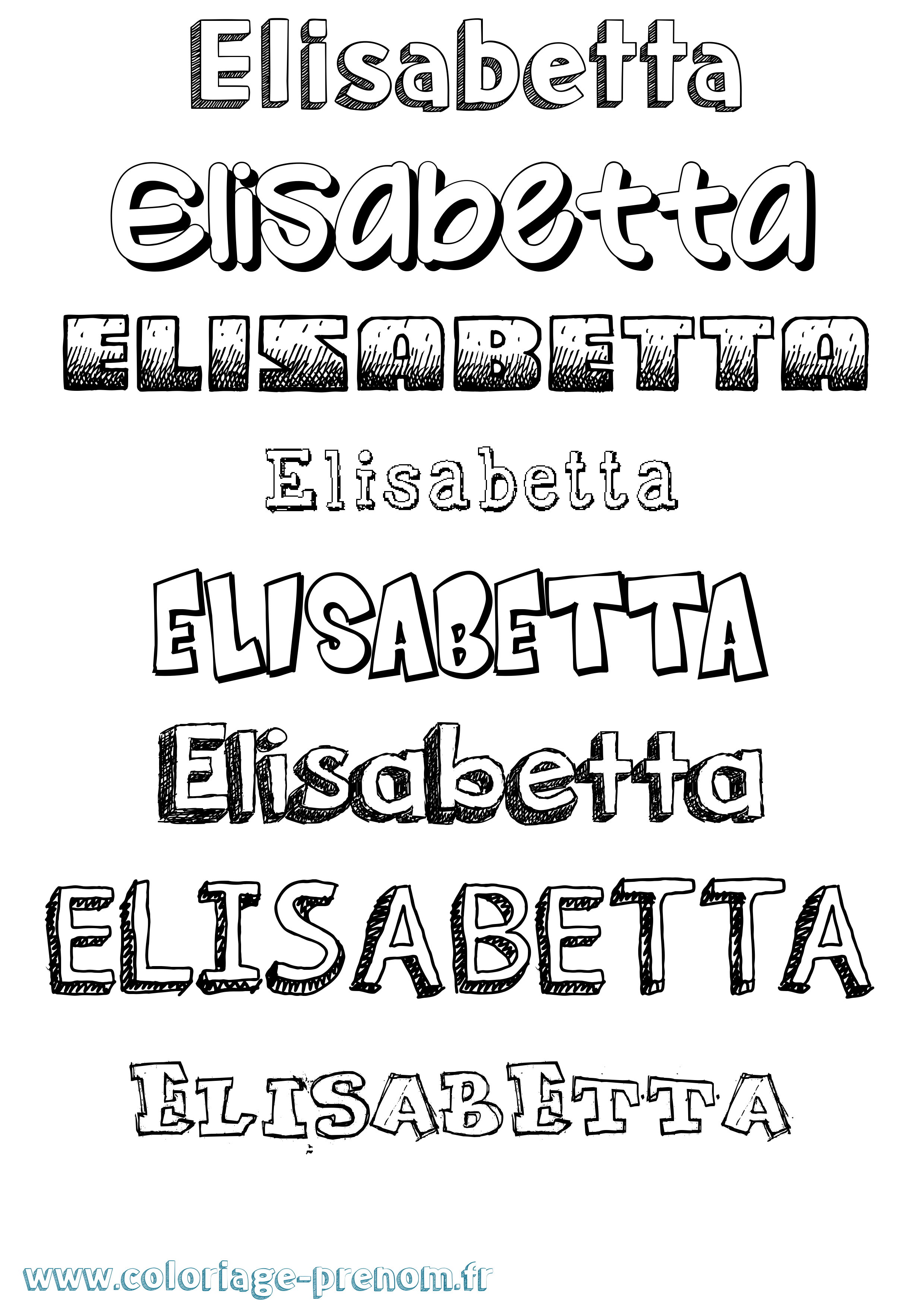 Coloriage prénom Elisabetta Dessiné