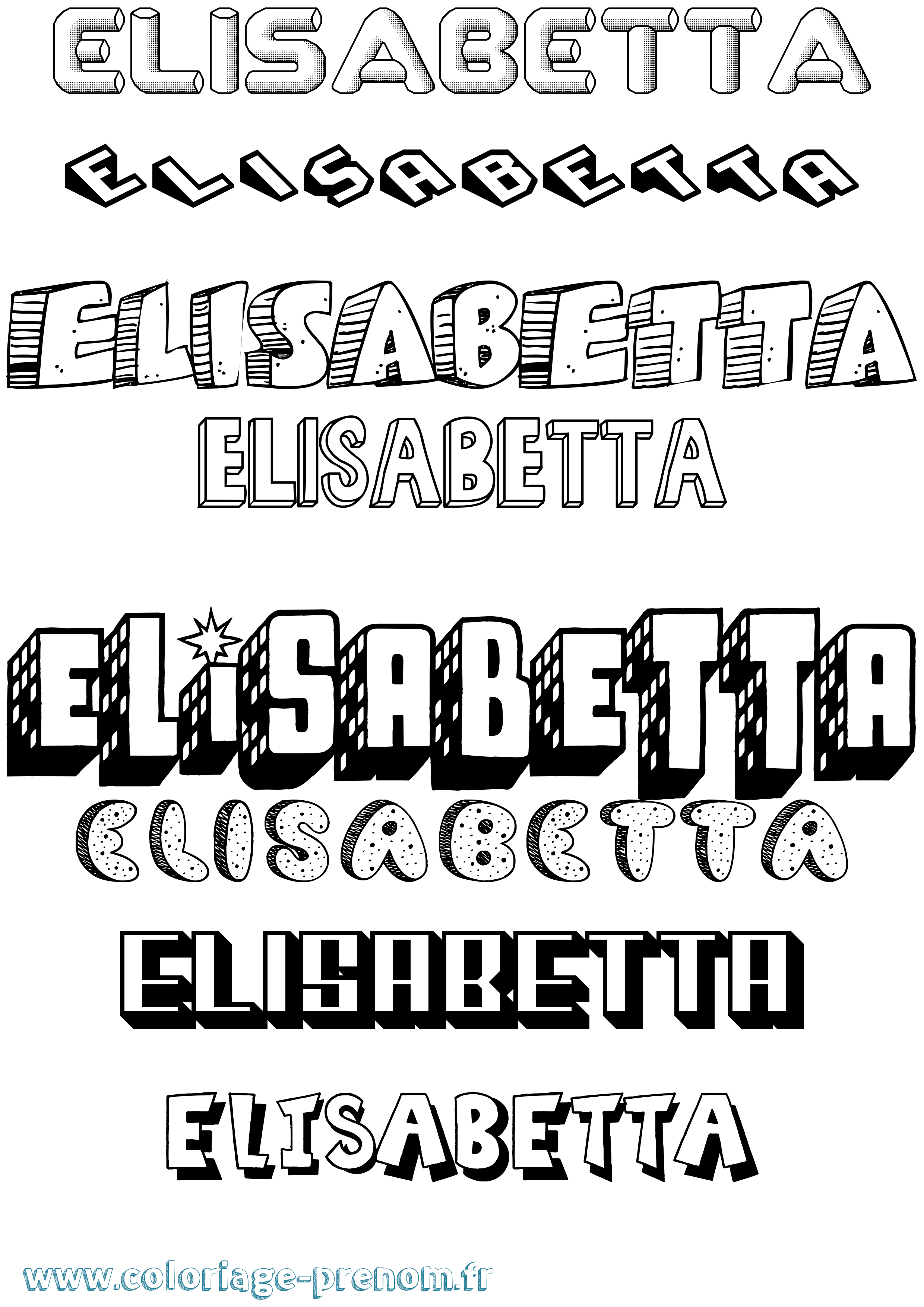 Coloriage prénom Elisabetta Effet 3D