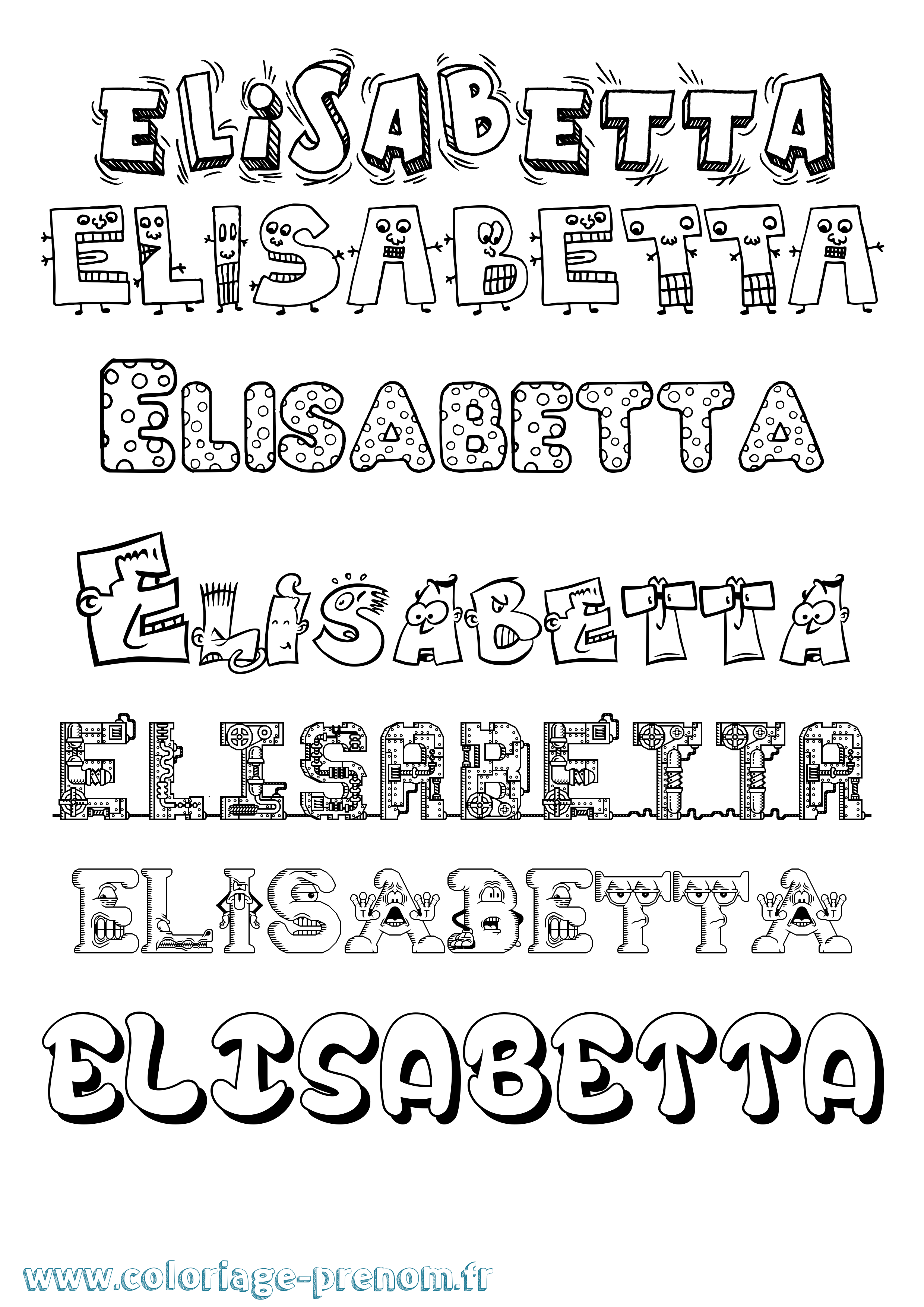 Coloriage prénom Elisabetta Fun