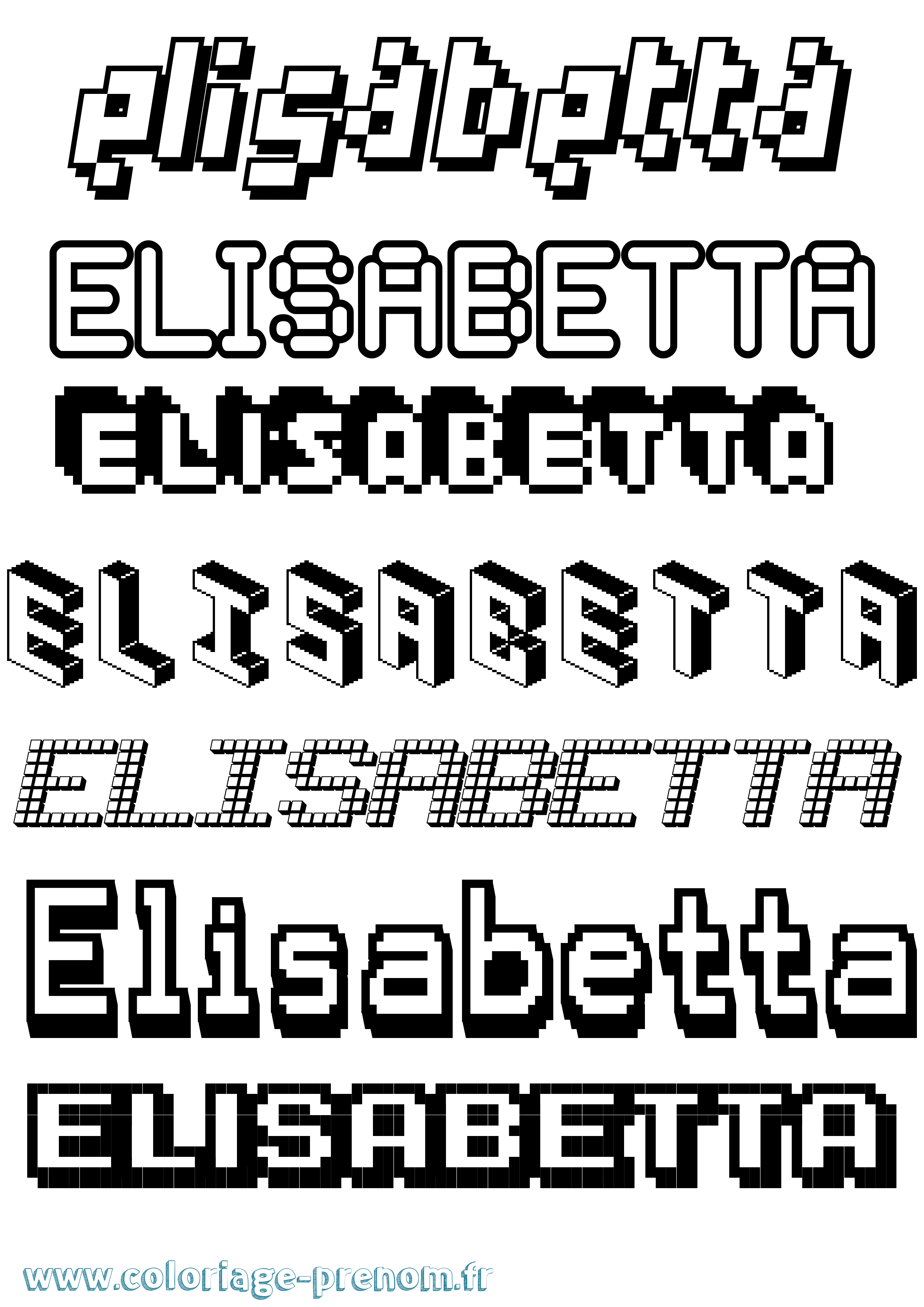 Coloriage prénom Elisabetta Pixel