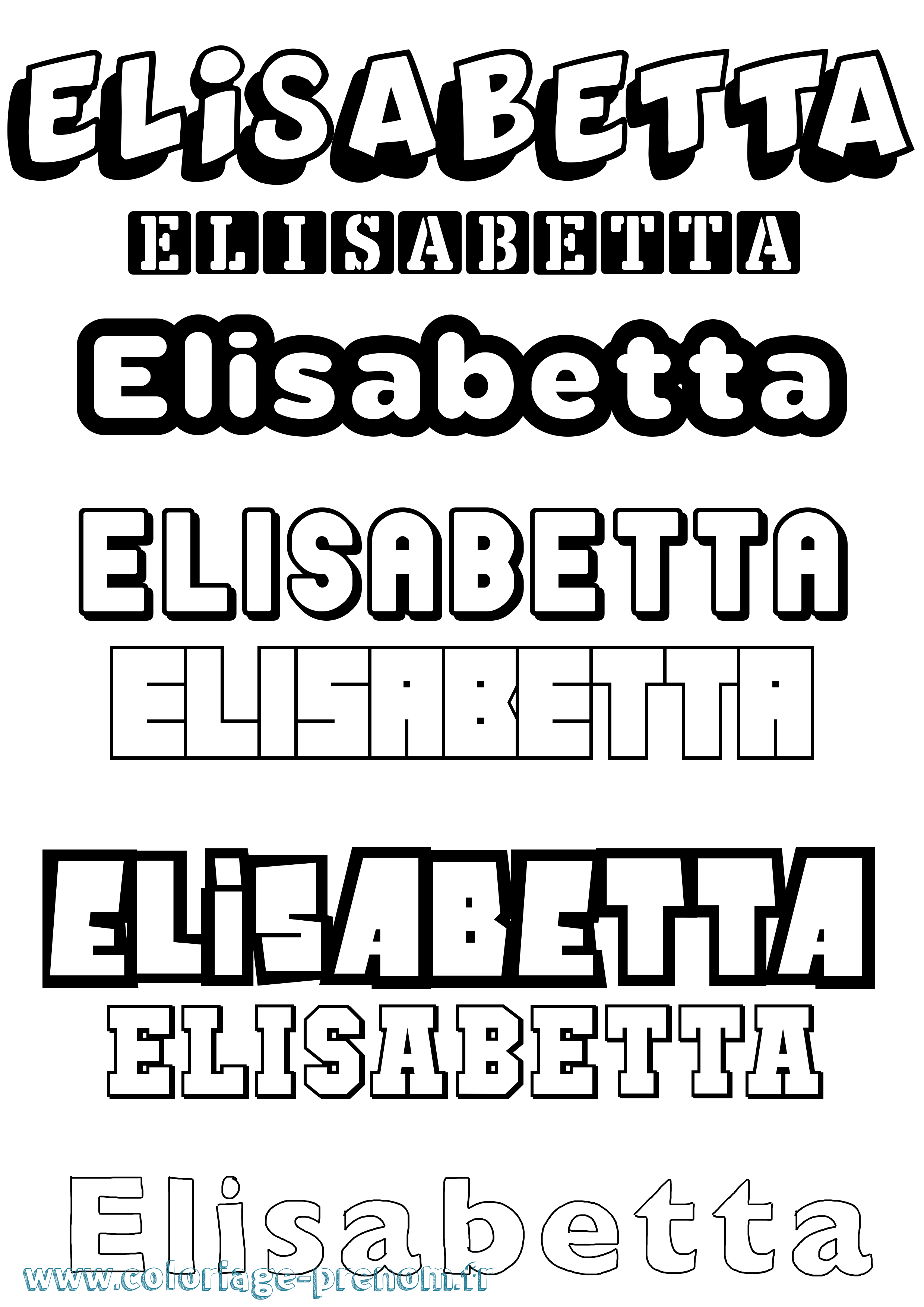 Coloriage prénom Elisabetta Simple