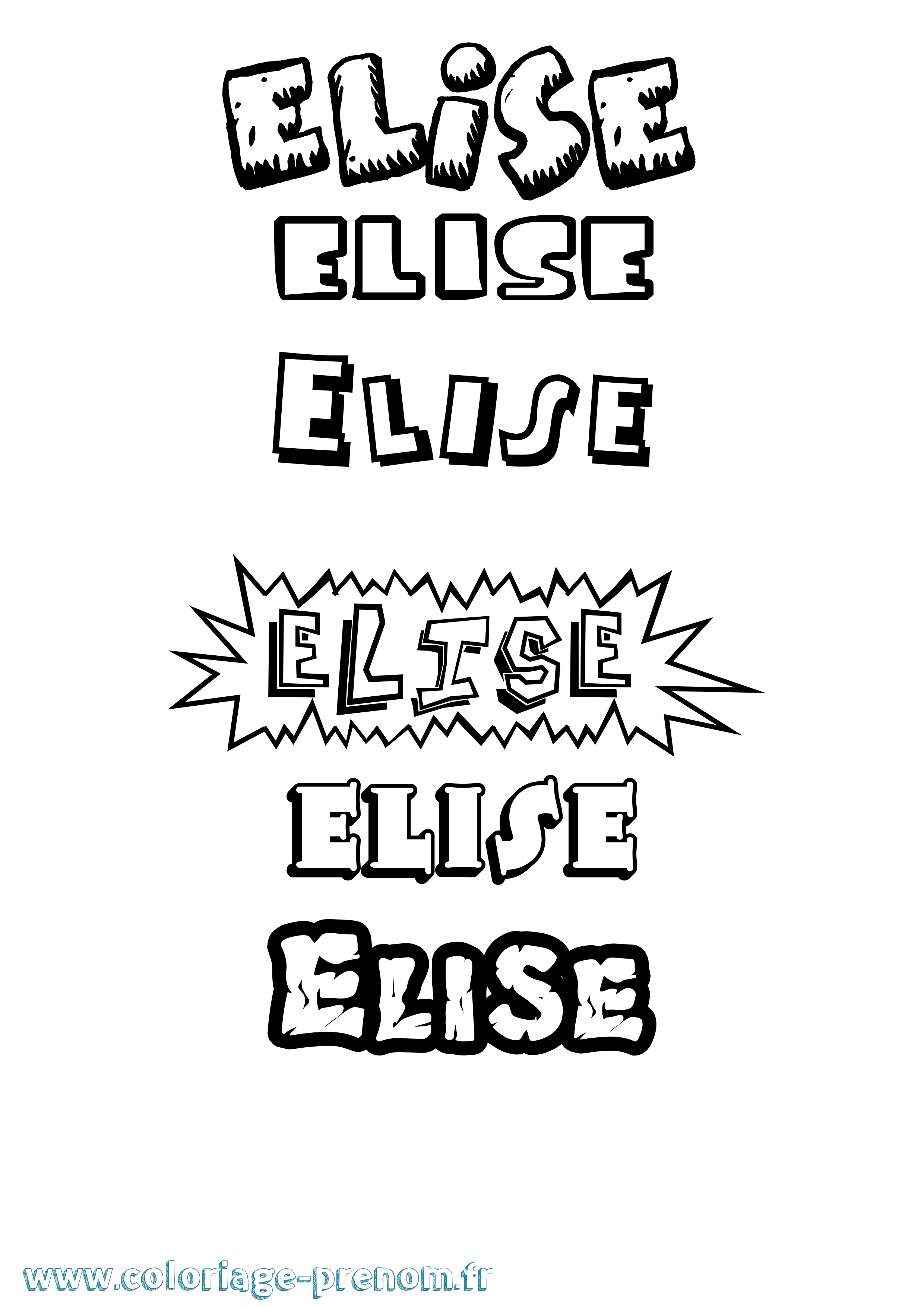 Coloriage prénom Elise Dessin Animé
