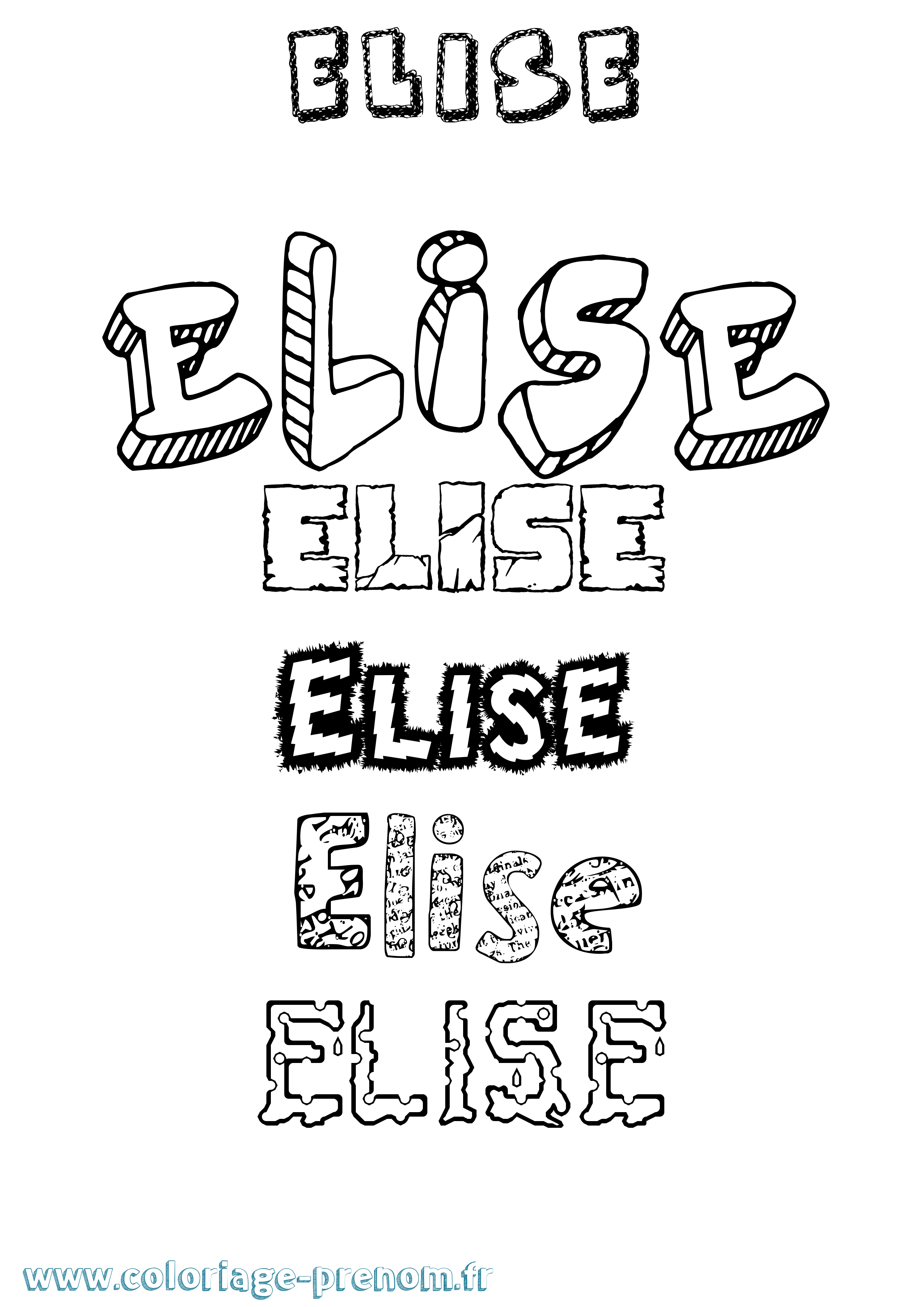 Coloriage prénom Elise Destructuré