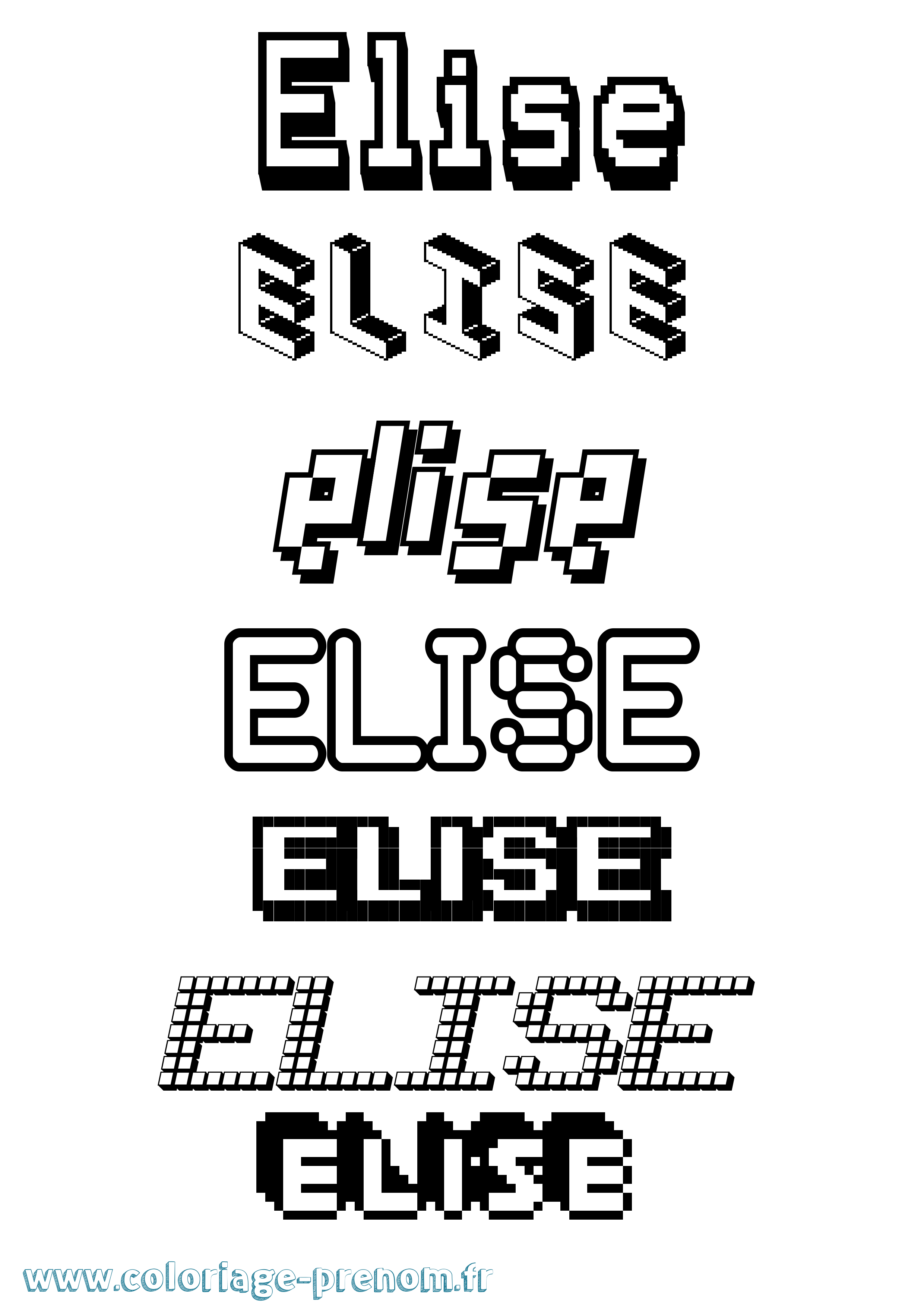 Coloriage prénom Elise Pixel