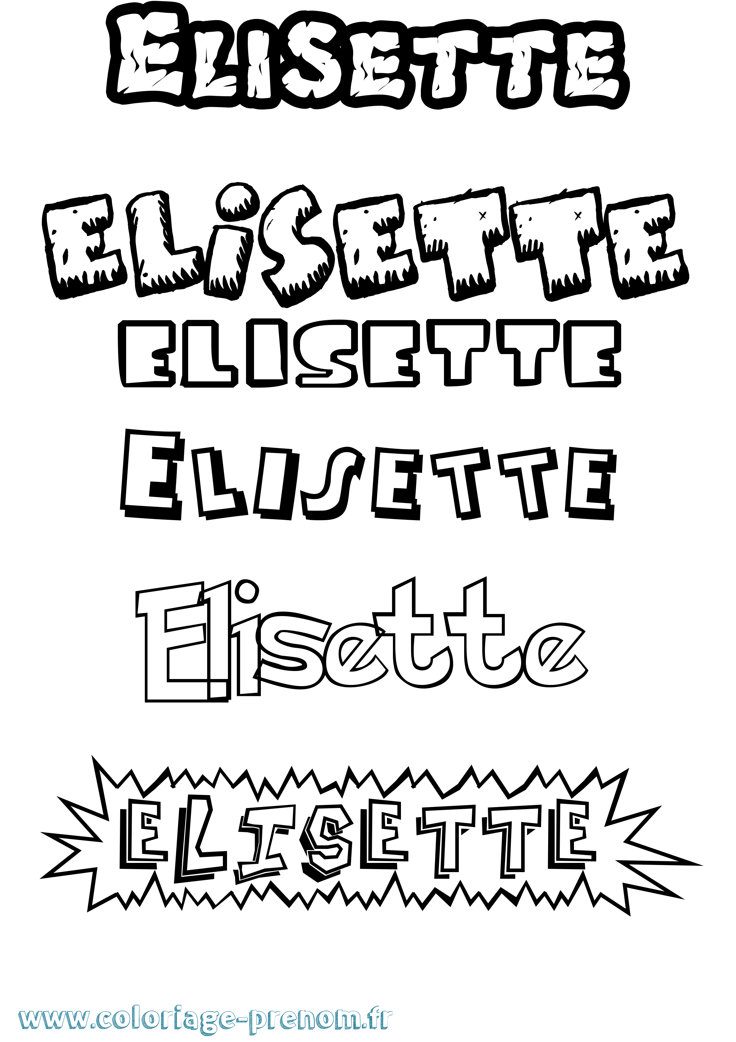 Coloriage prénom Elisette Dessin Animé