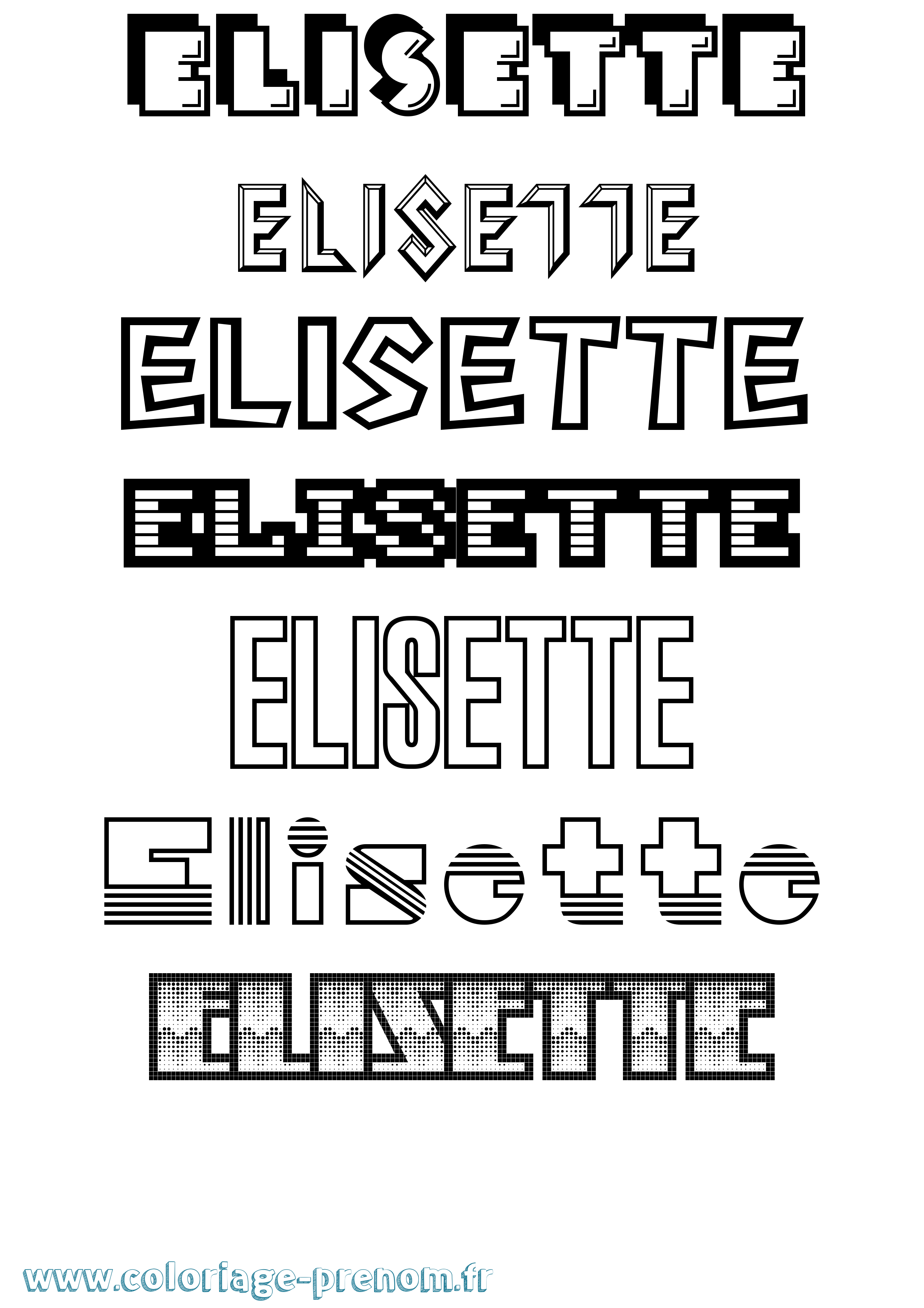 Coloriage prénom Elisette Jeux Vidéos