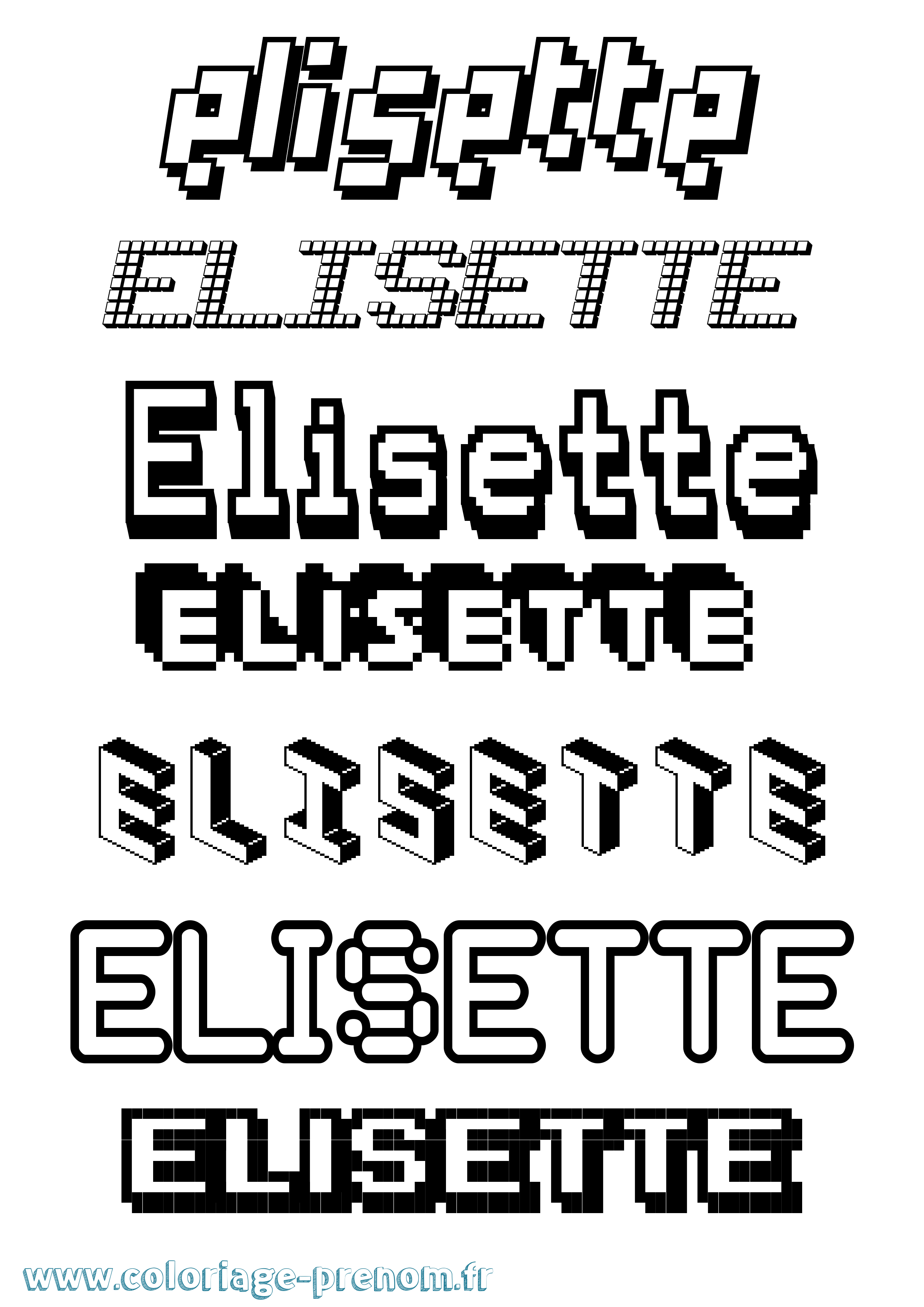 Coloriage prénom Elisette Pixel