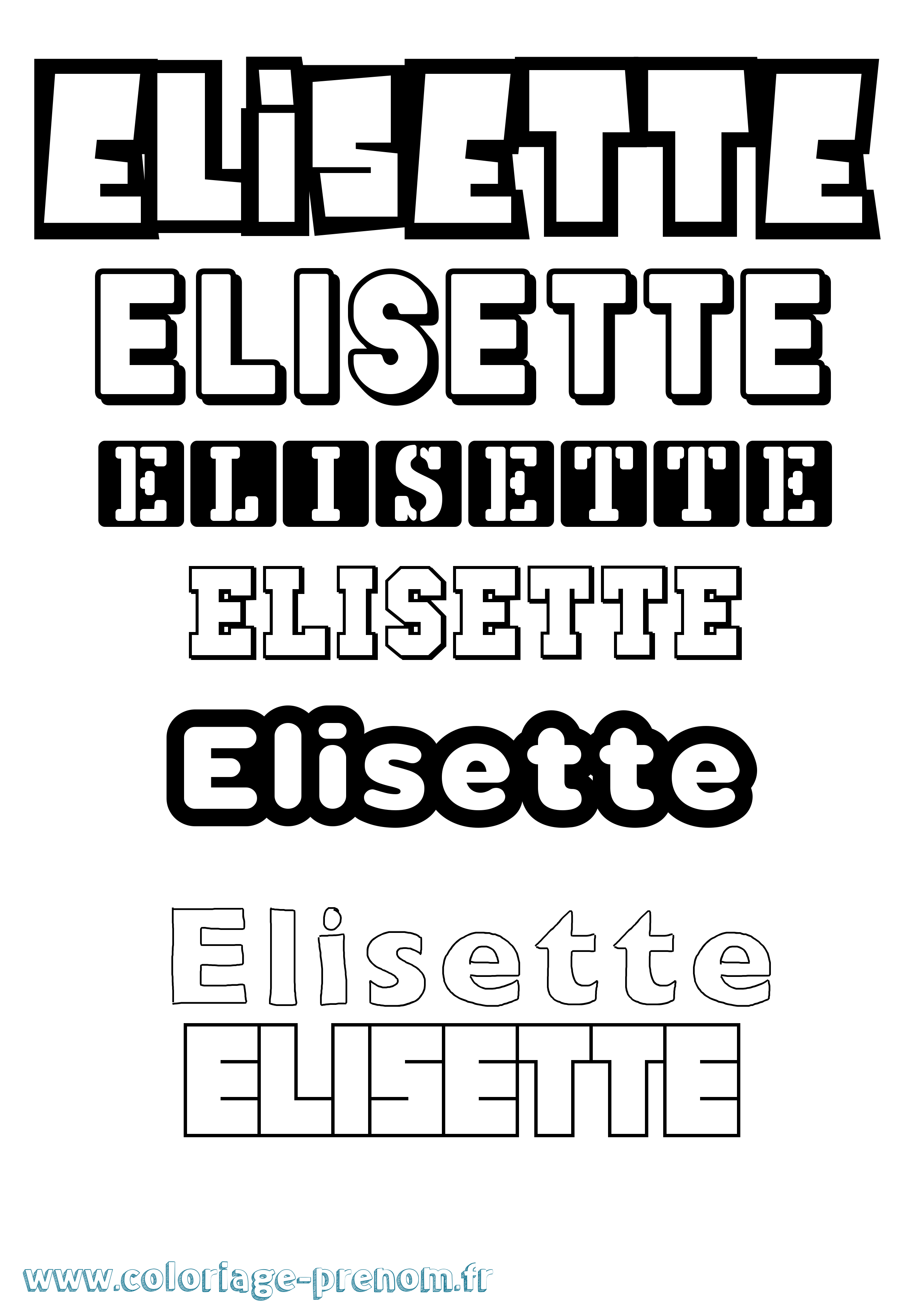 Coloriage prénom Elisette Simple