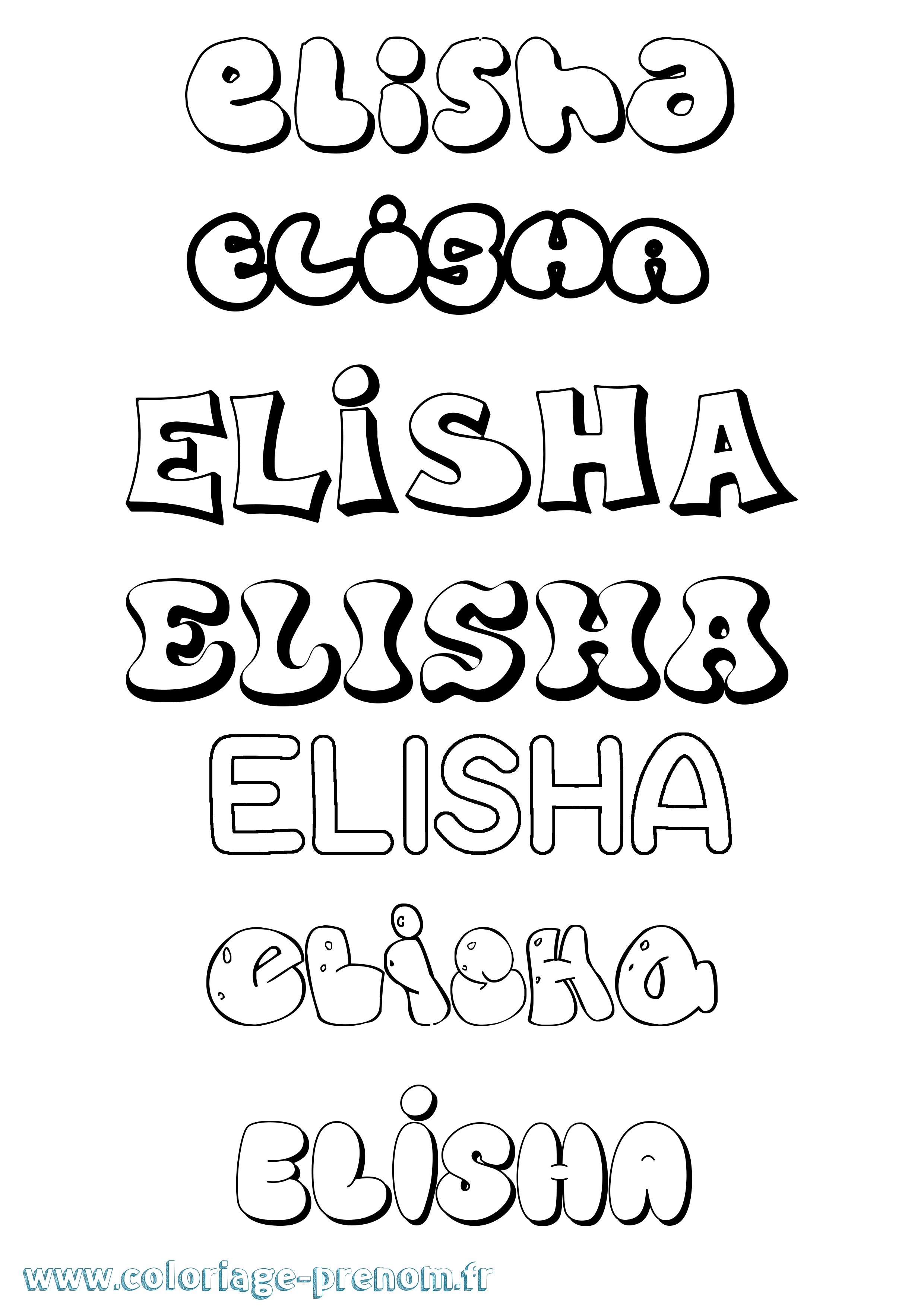 Coloriage prénom Elisha Bubble