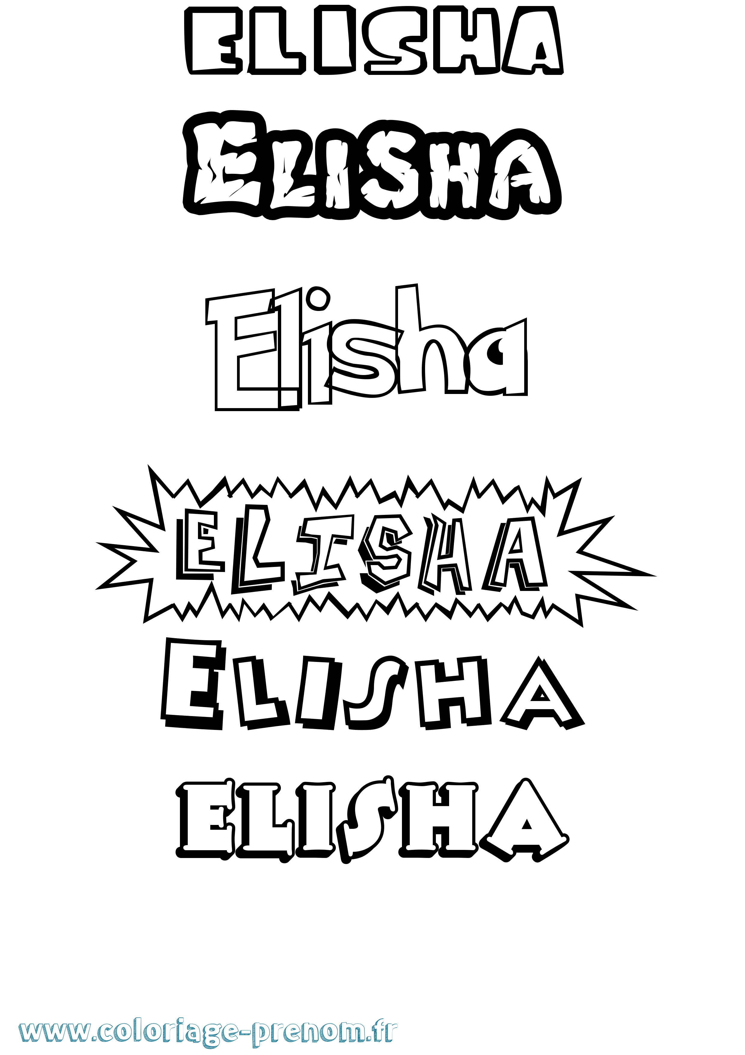 Coloriage prénom Elisha Dessin Animé