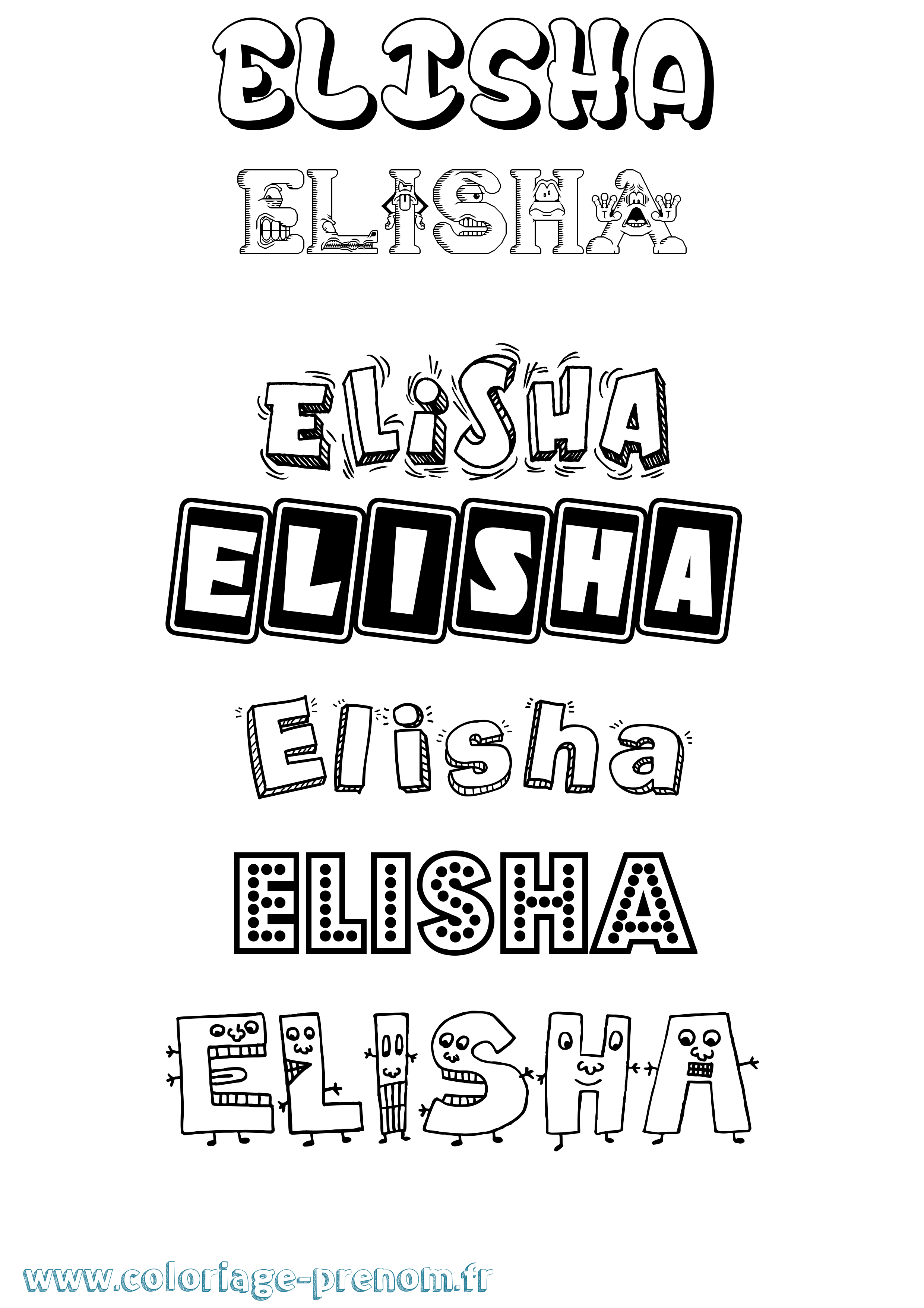 Coloriage prénom Elisha Fun