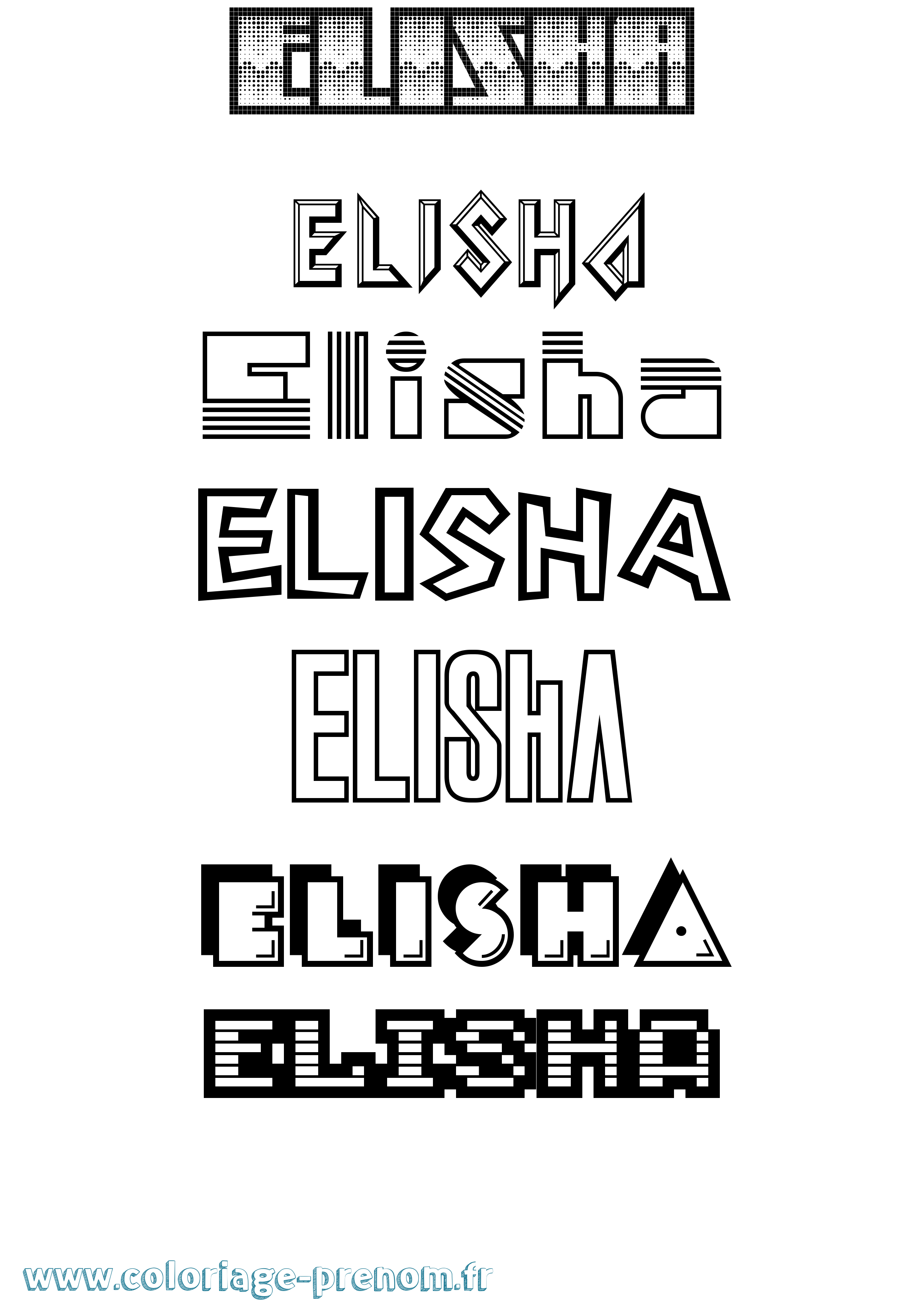 Coloriage prénom Elisha Jeux Vidéos