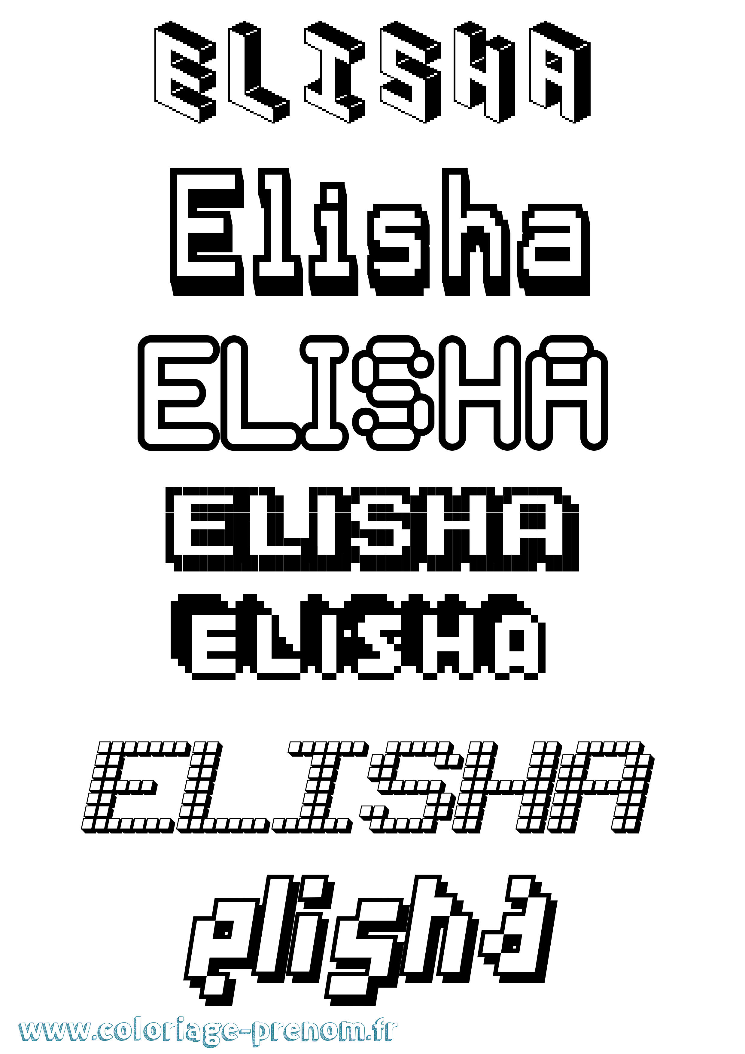 Coloriage prénom Elisha Pixel