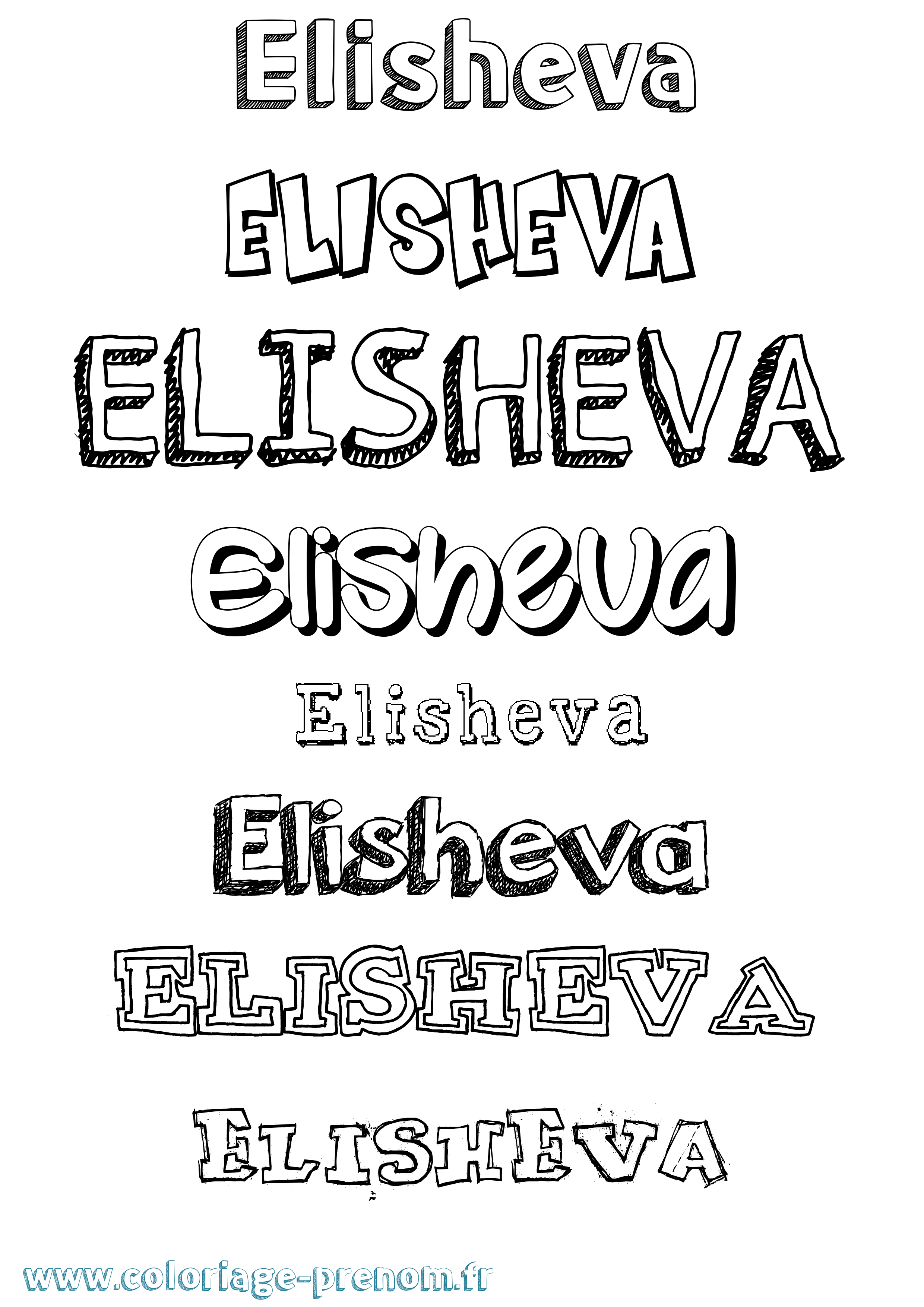 Coloriage prénom Elisheva Dessiné