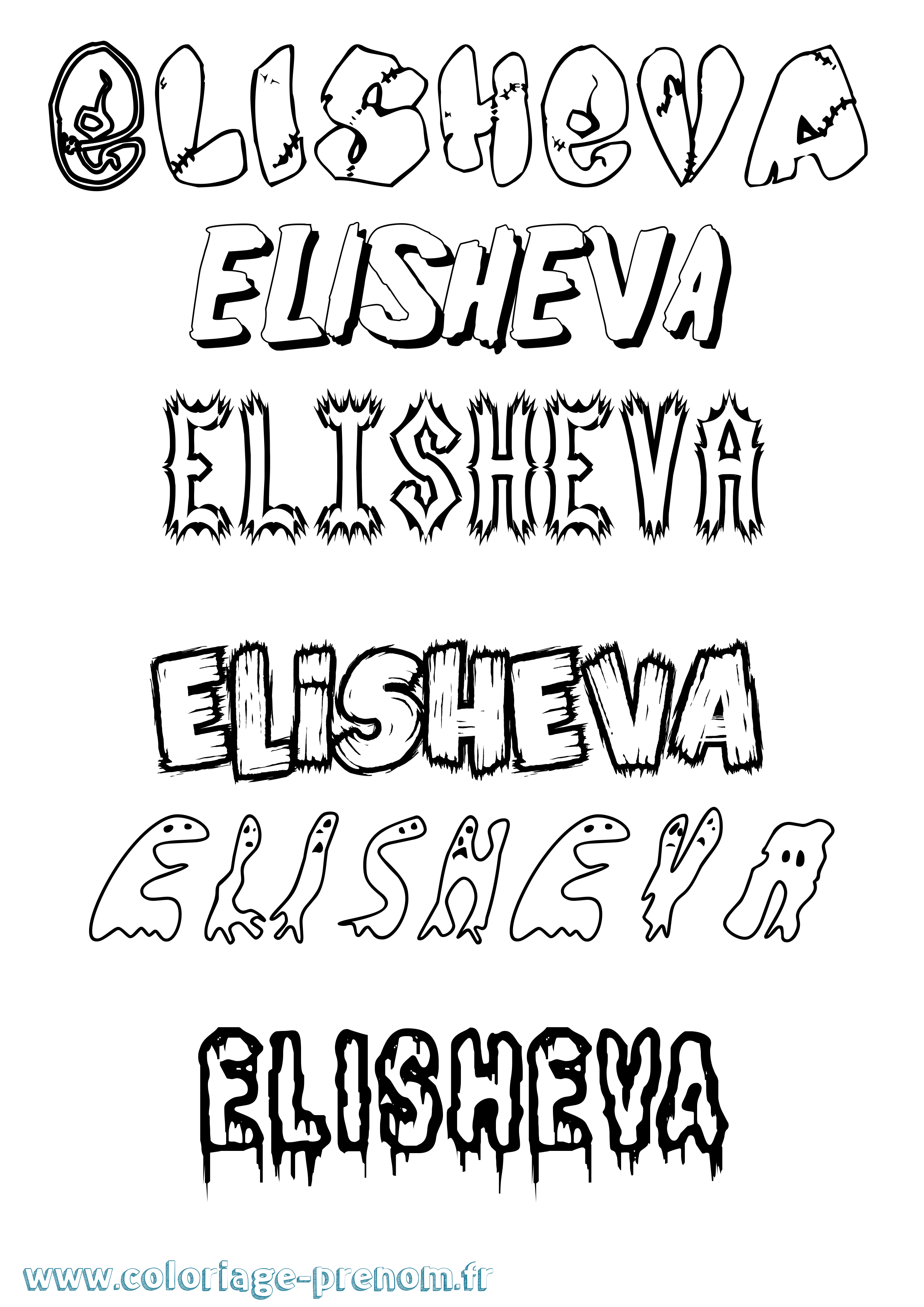 Coloriage prénom Elisheva Frisson