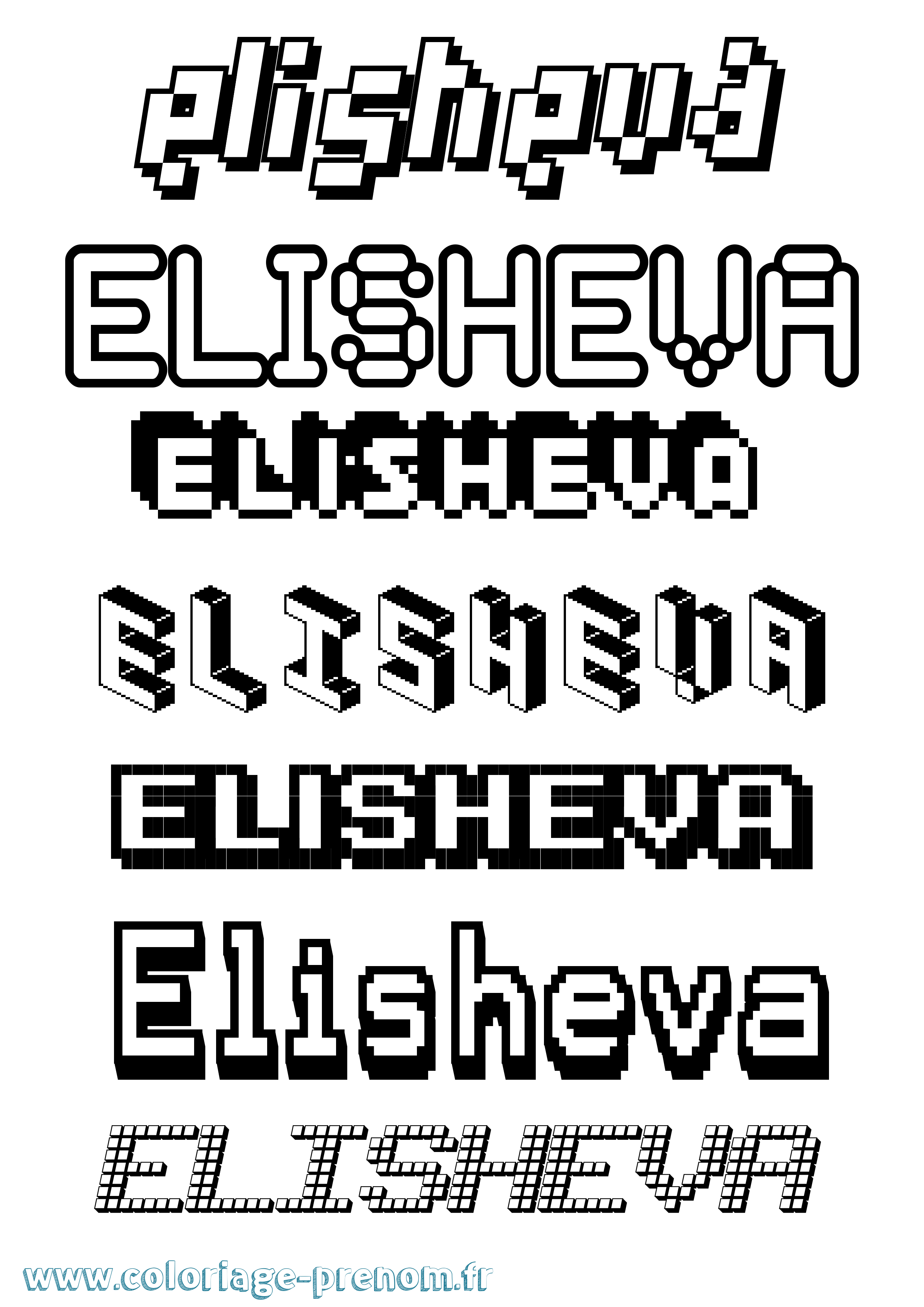 Coloriage prénom Elisheva Pixel