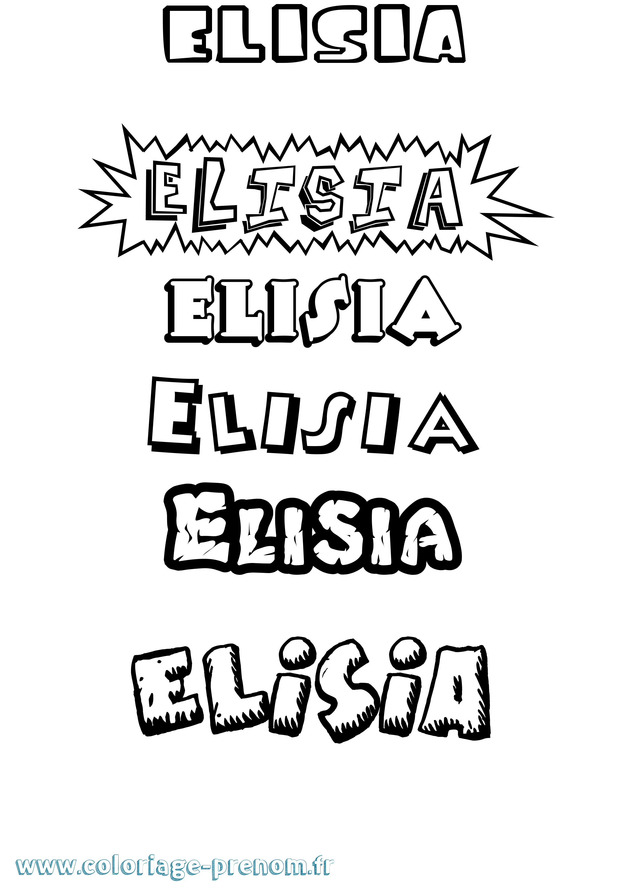 Coloriage prénom Elisia Dessin Animé