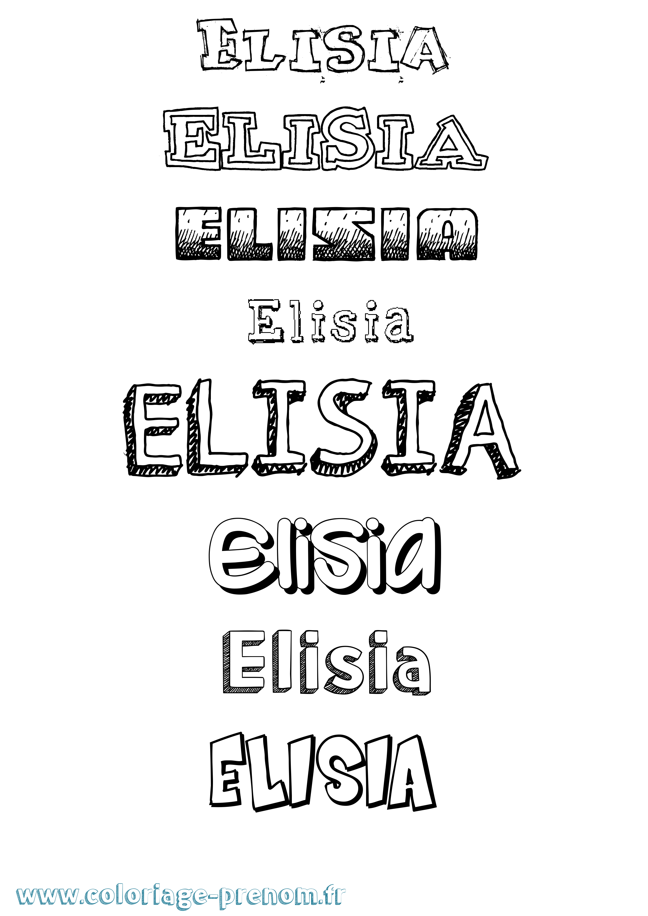 Coloriage prénom Elisia Dessiné