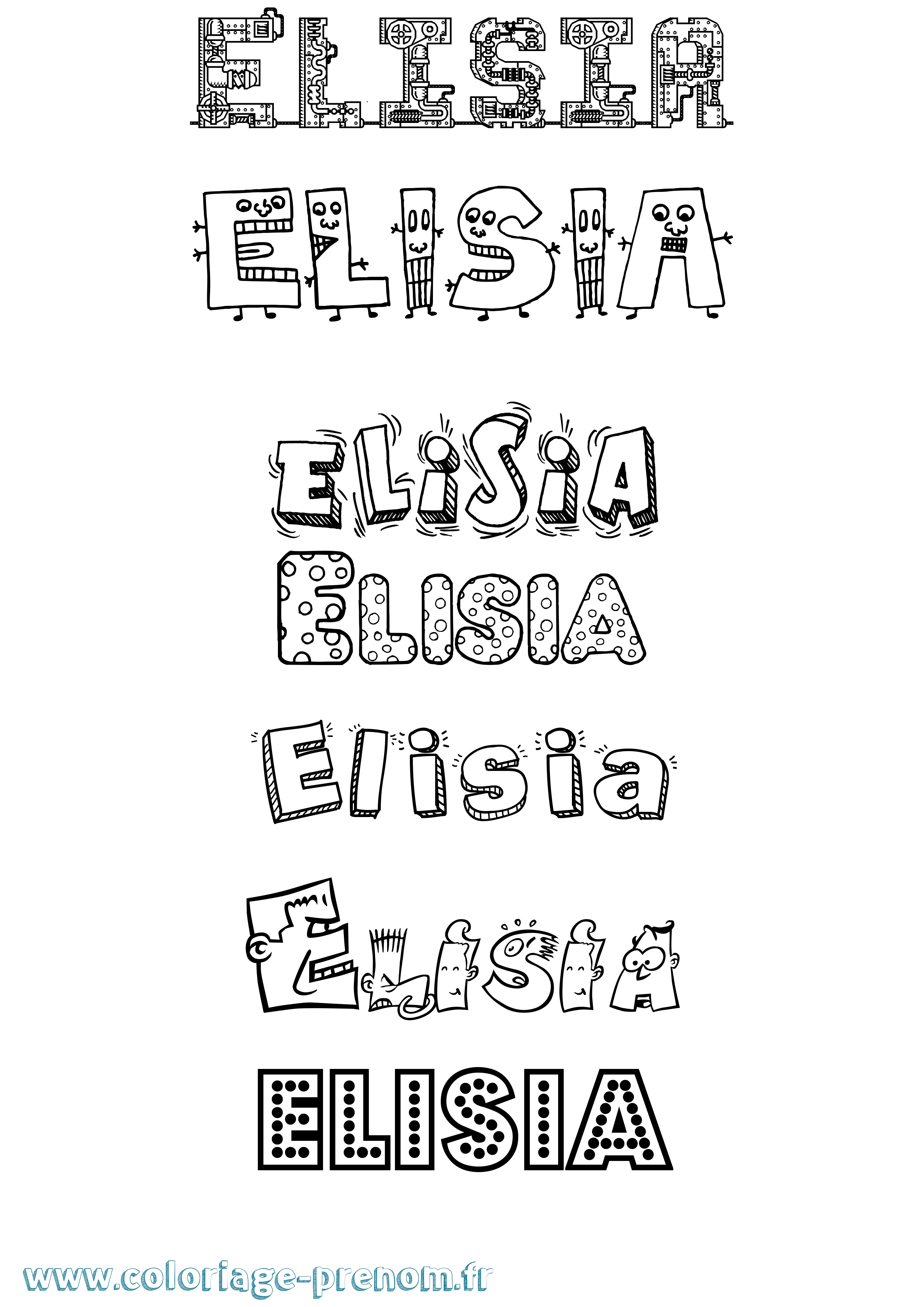 Coloriage prénom Elisia Fun