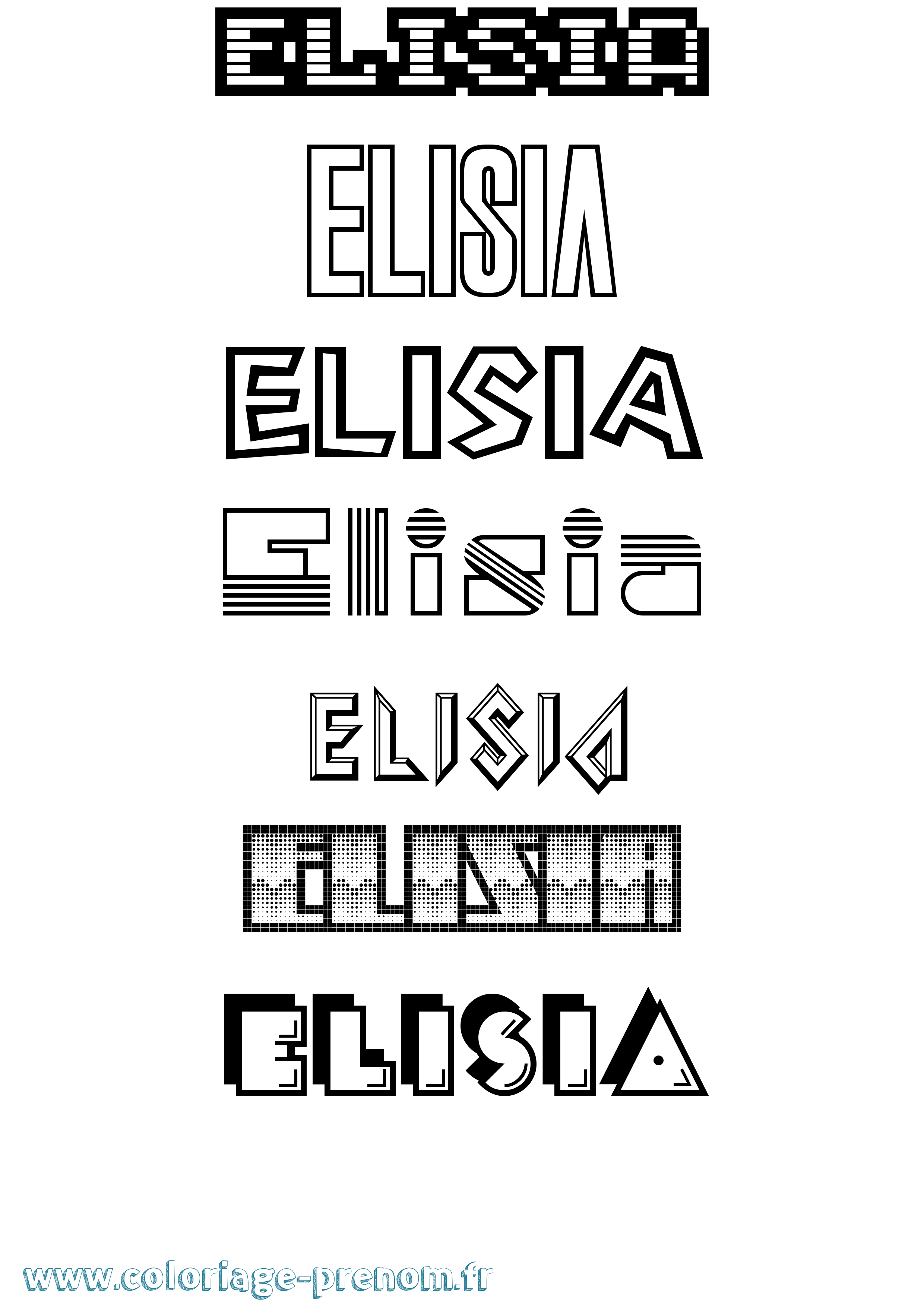 Coloriage prénom Elisia Jeux Vidéos
