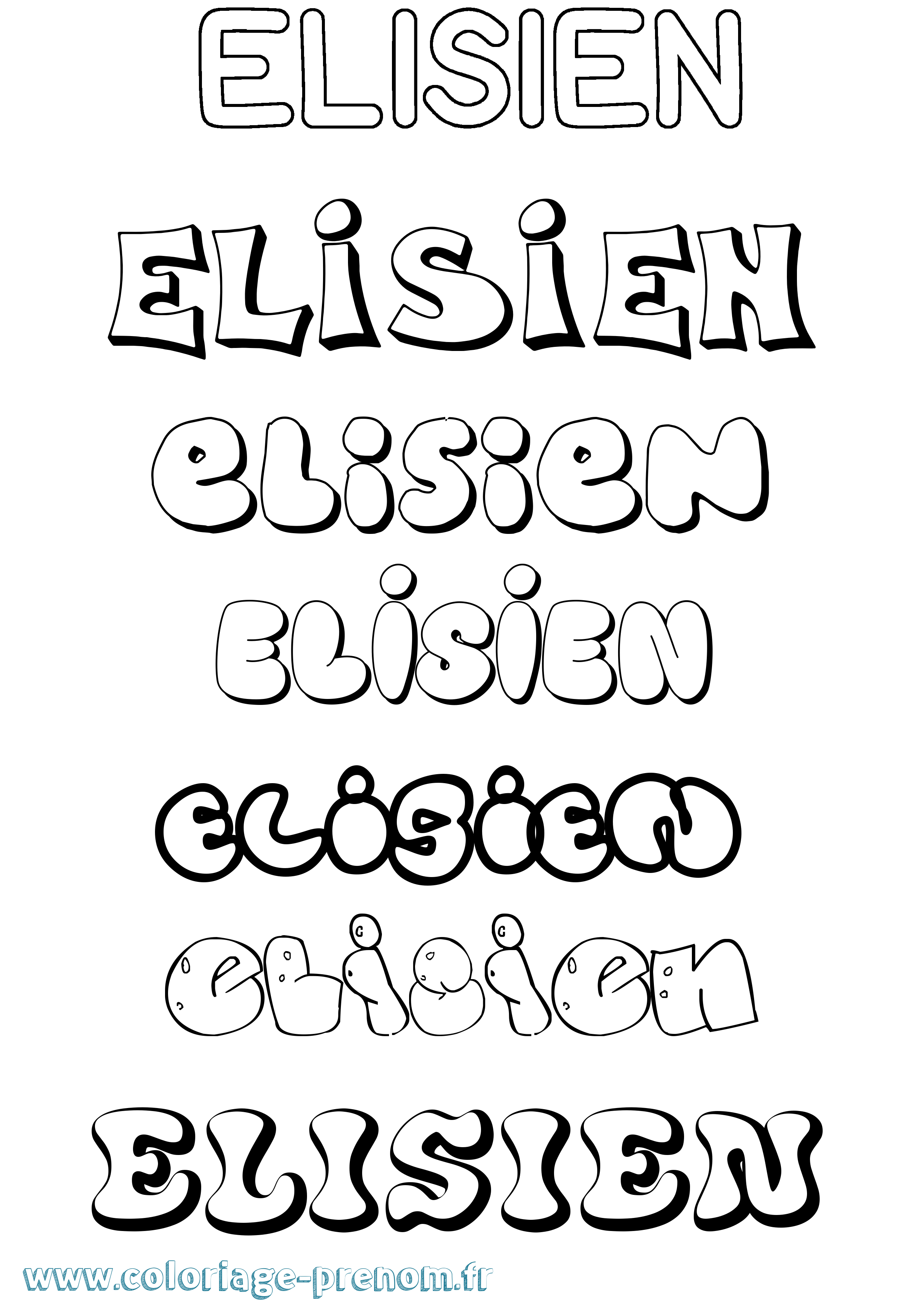 Coloriage prénom Elisien Bubble