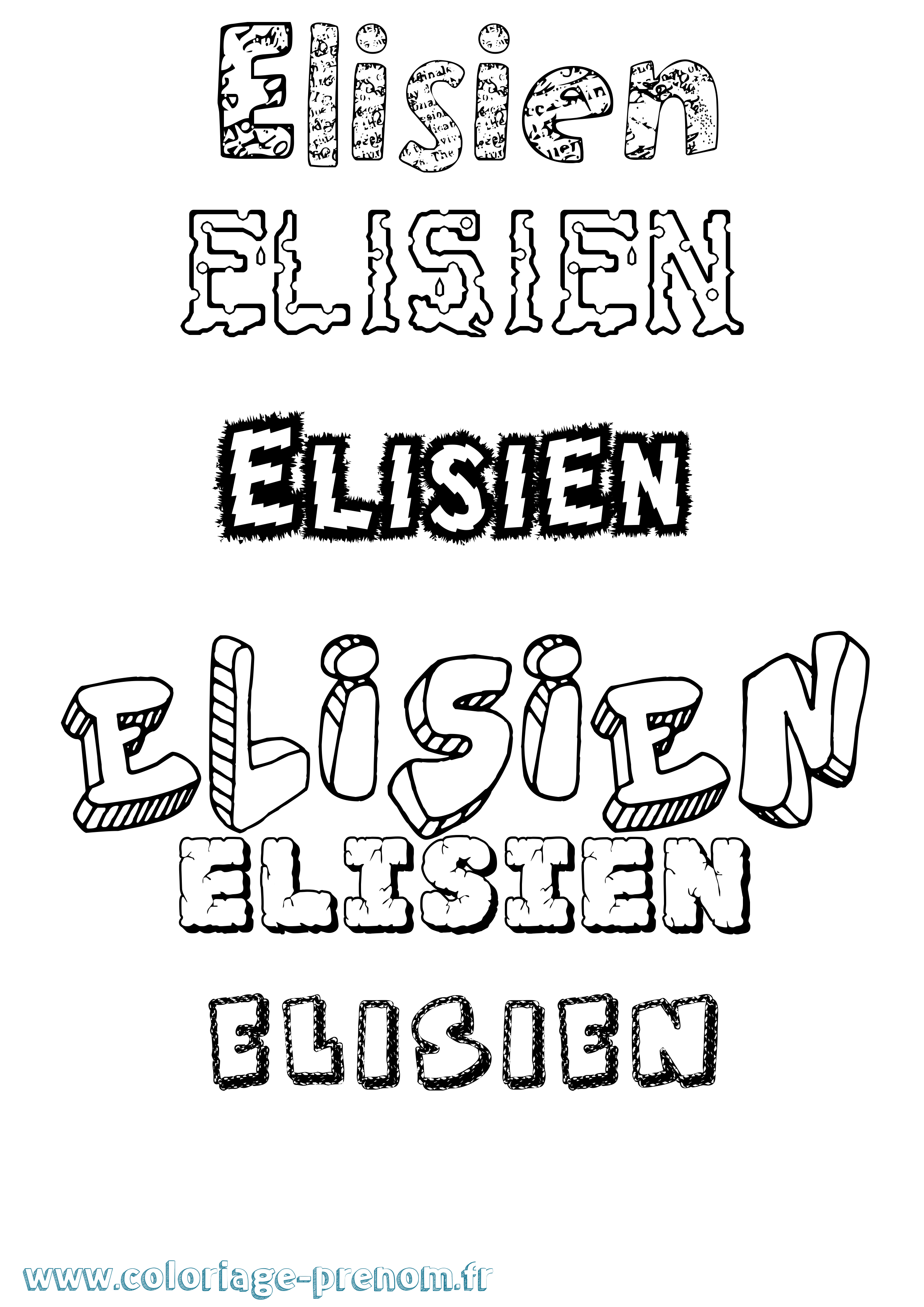 Coloriage prénom Elisien Destructuré