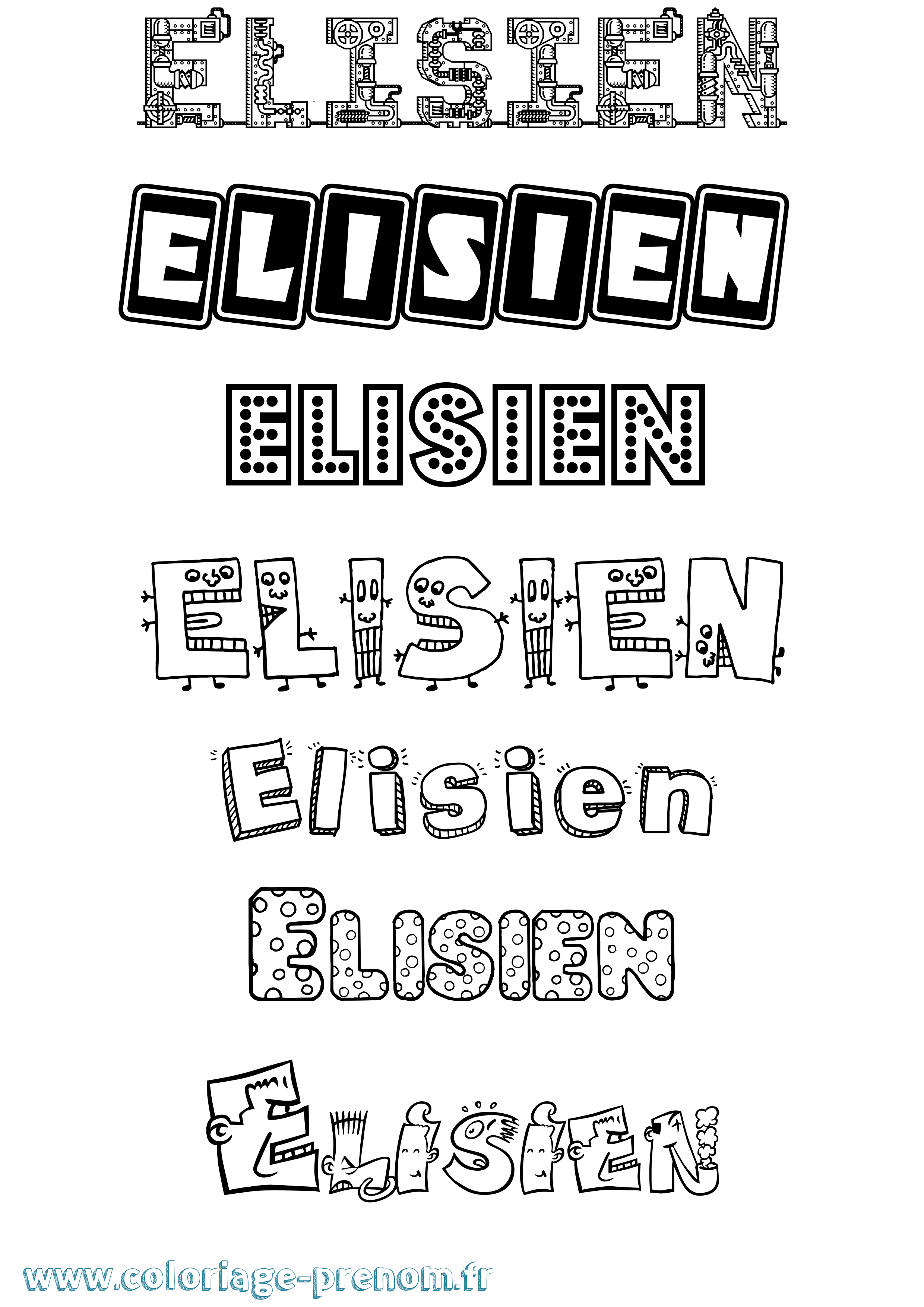Coloriage prénom Elisien Fun