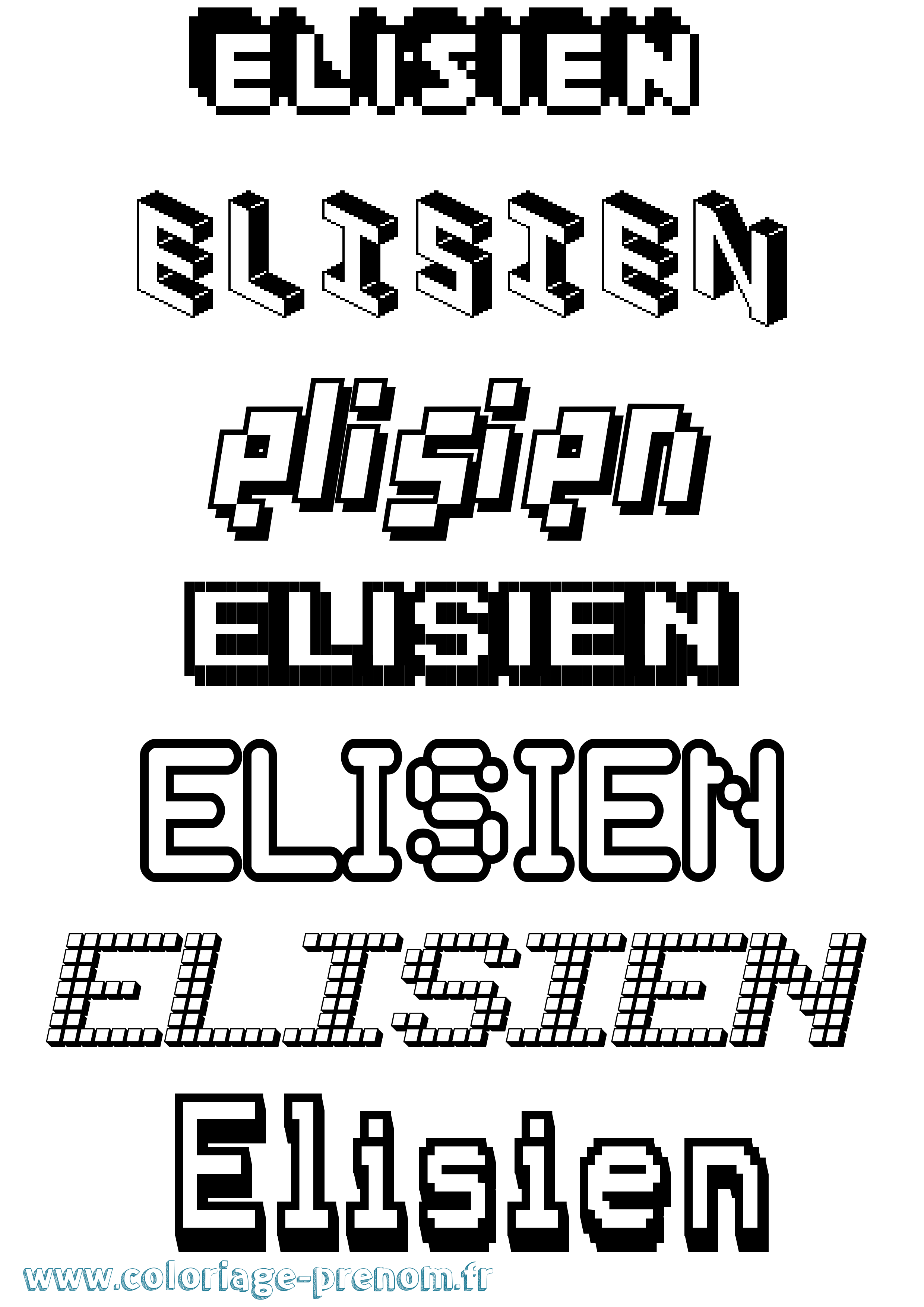 Coloriage prénom Elisien Pixel