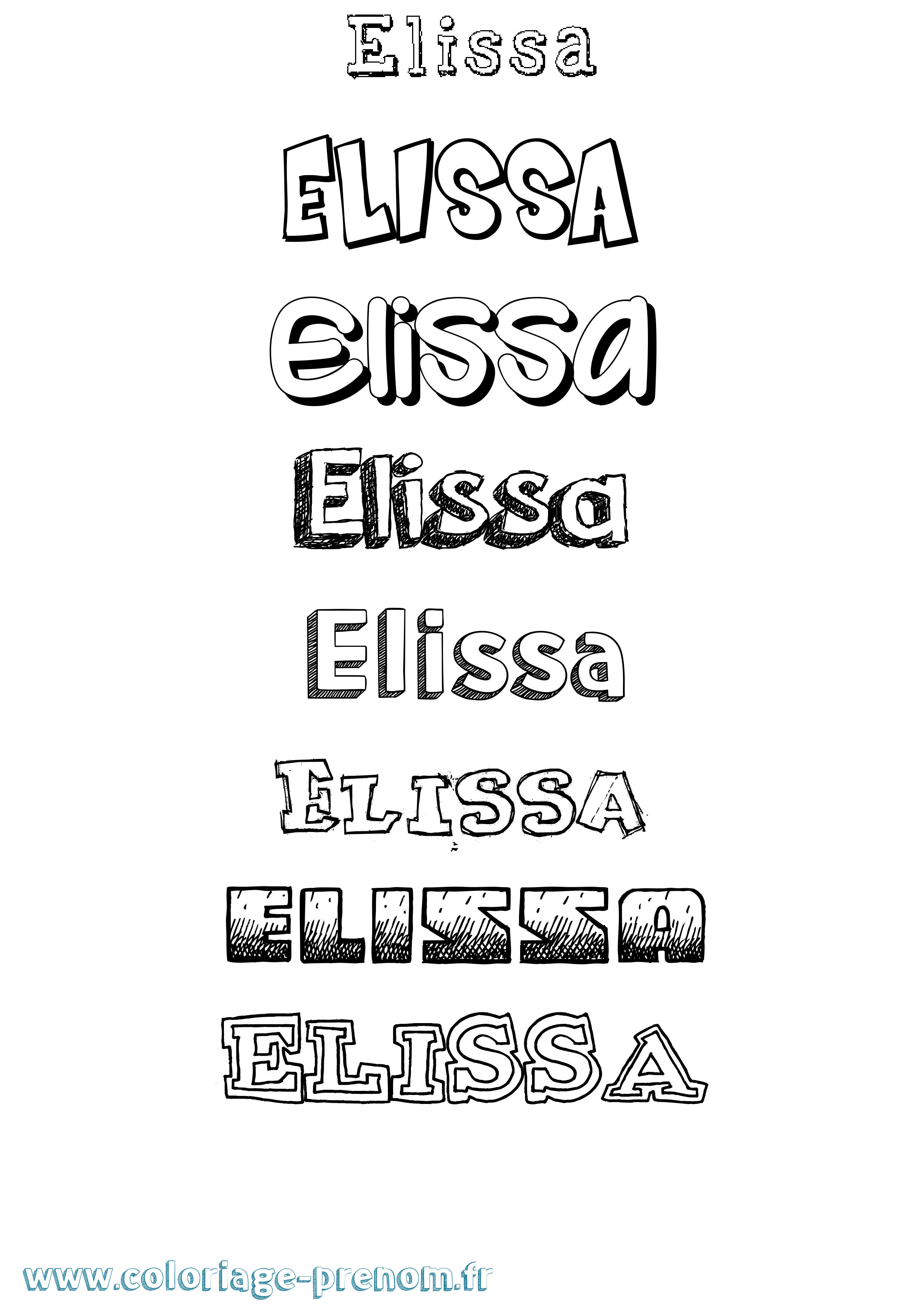 Coloriage prénom Elissa Dessiné