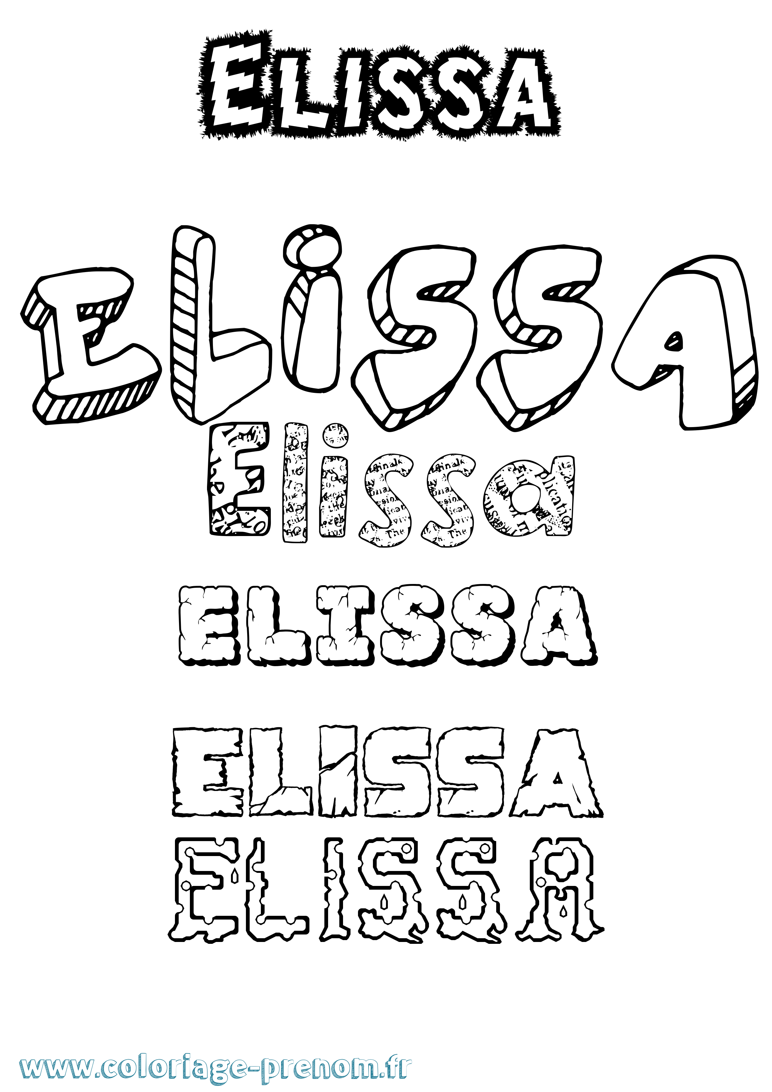 Coloriage prénom Elissa Destructuré