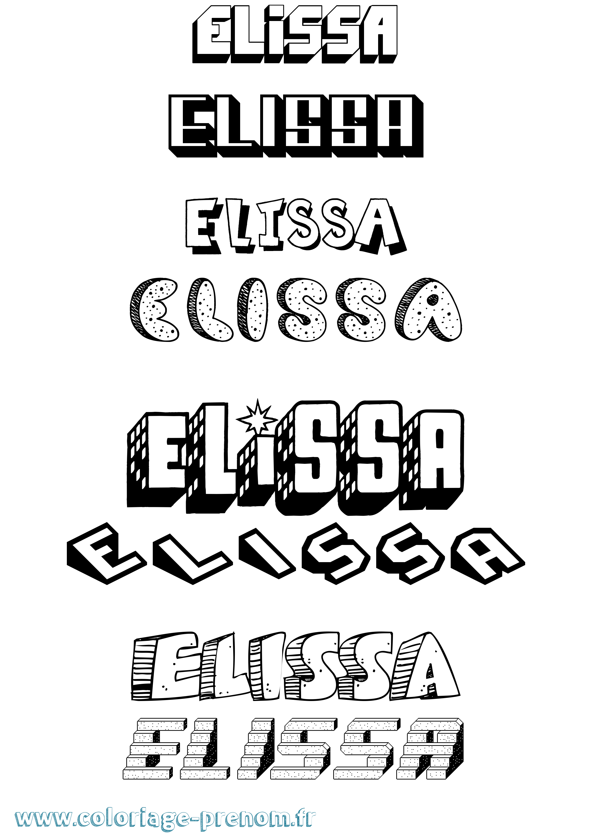 Coloriage prénom Elissa Effet 3D