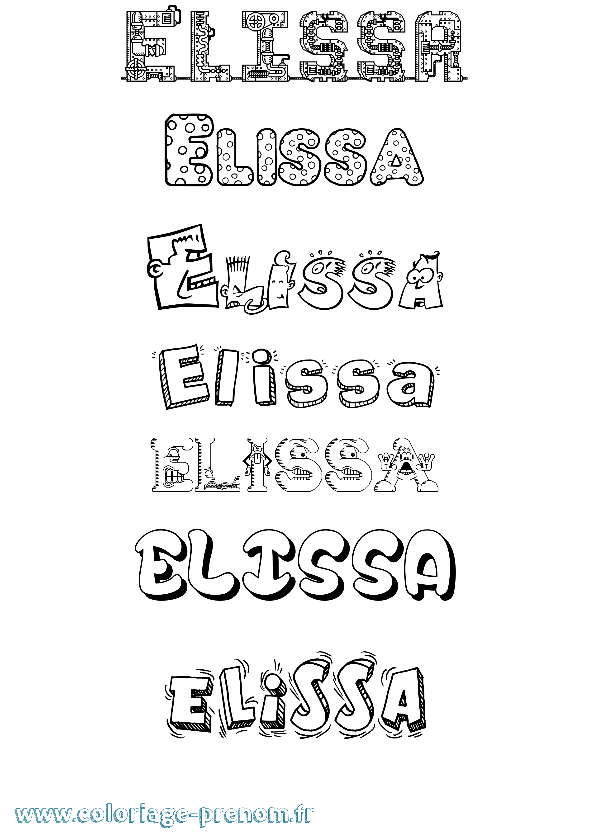 Coloriage prénom Elissa Fun