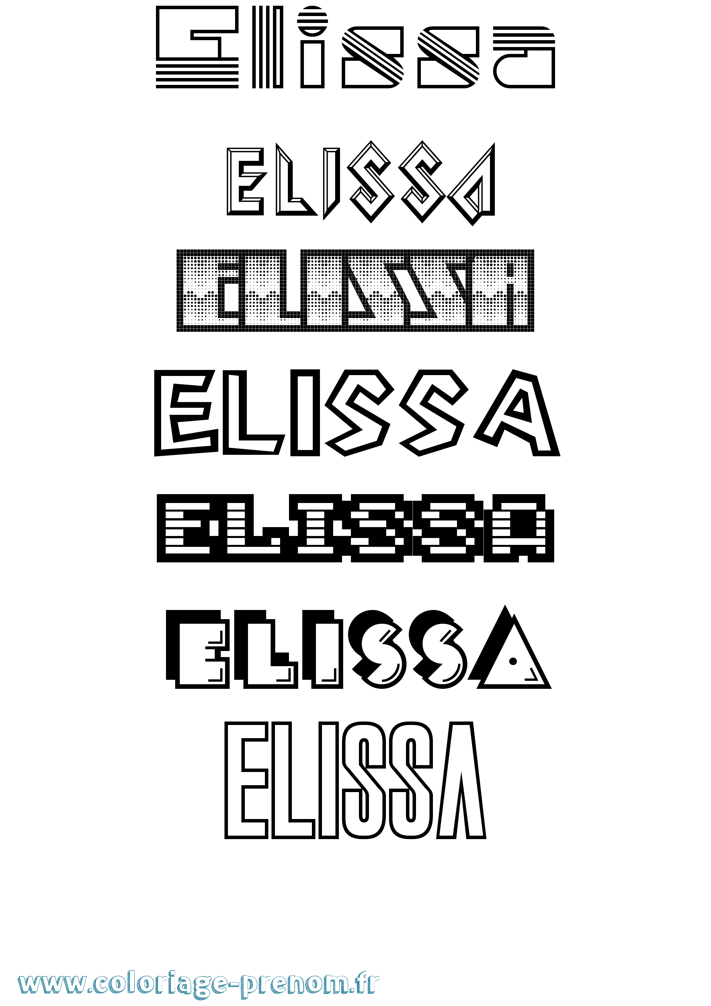 Coloriage prénom Elissa