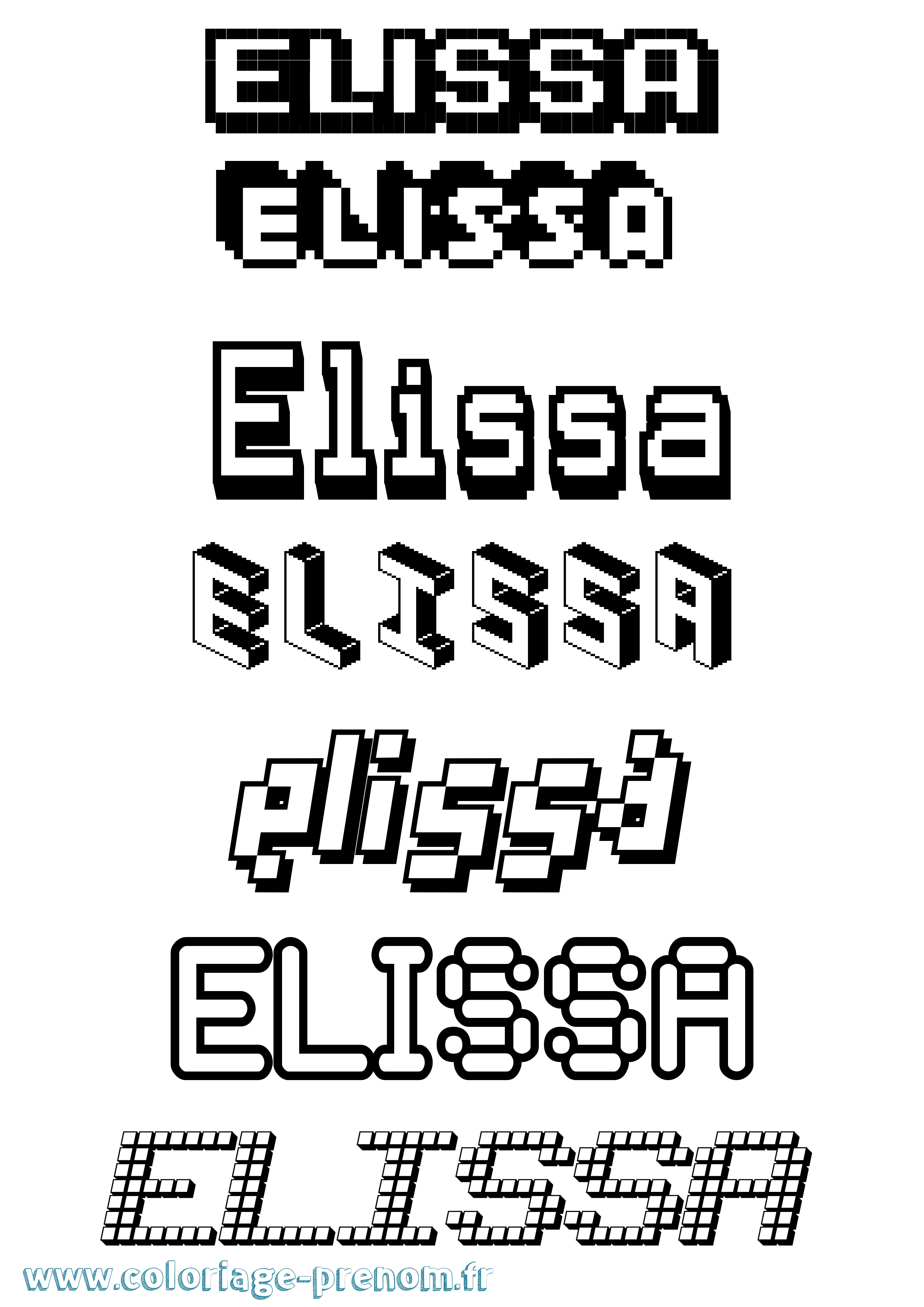 Coloriage prénom Elissa Pixel
