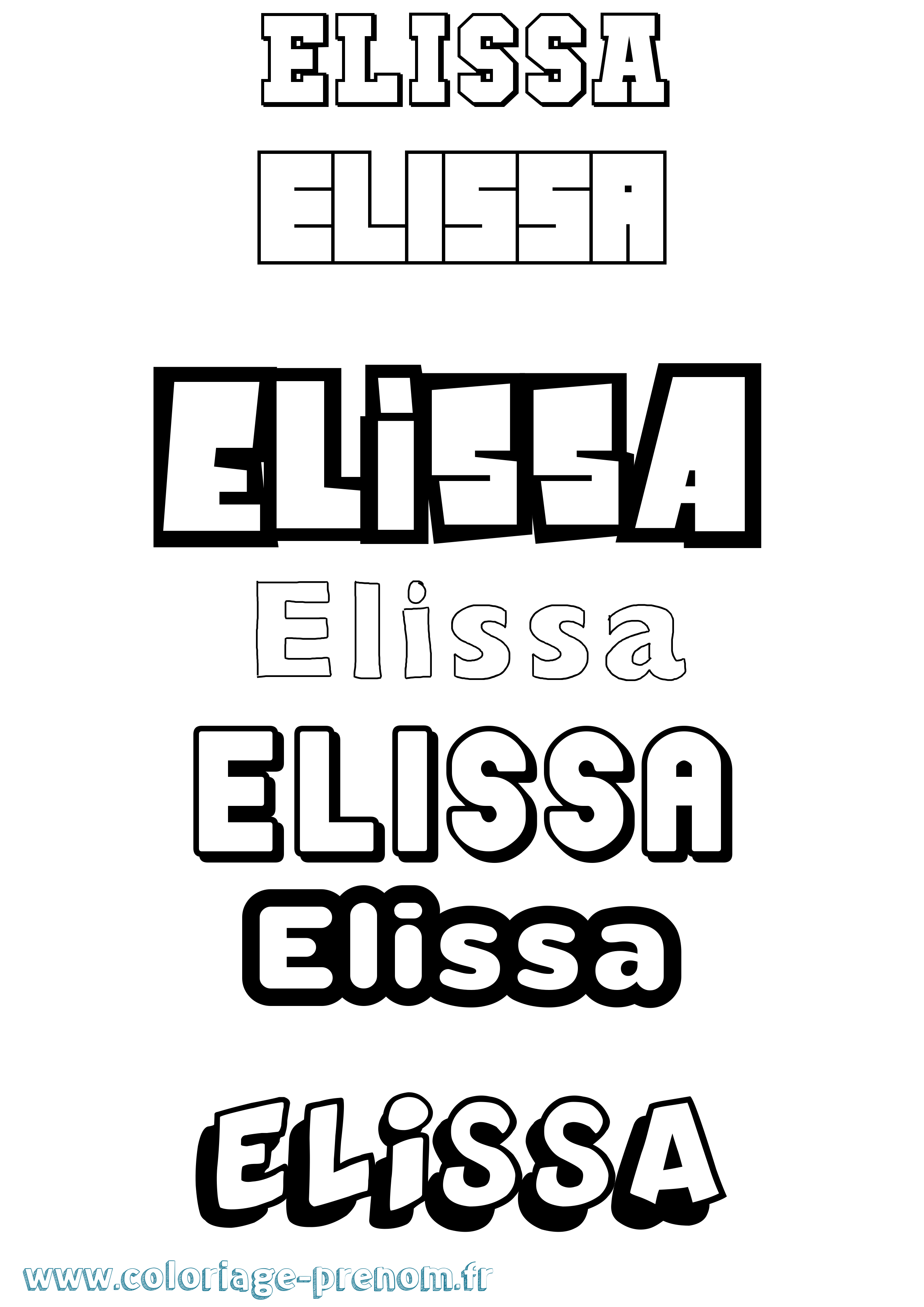 Coloriage prénom Elissa Simple