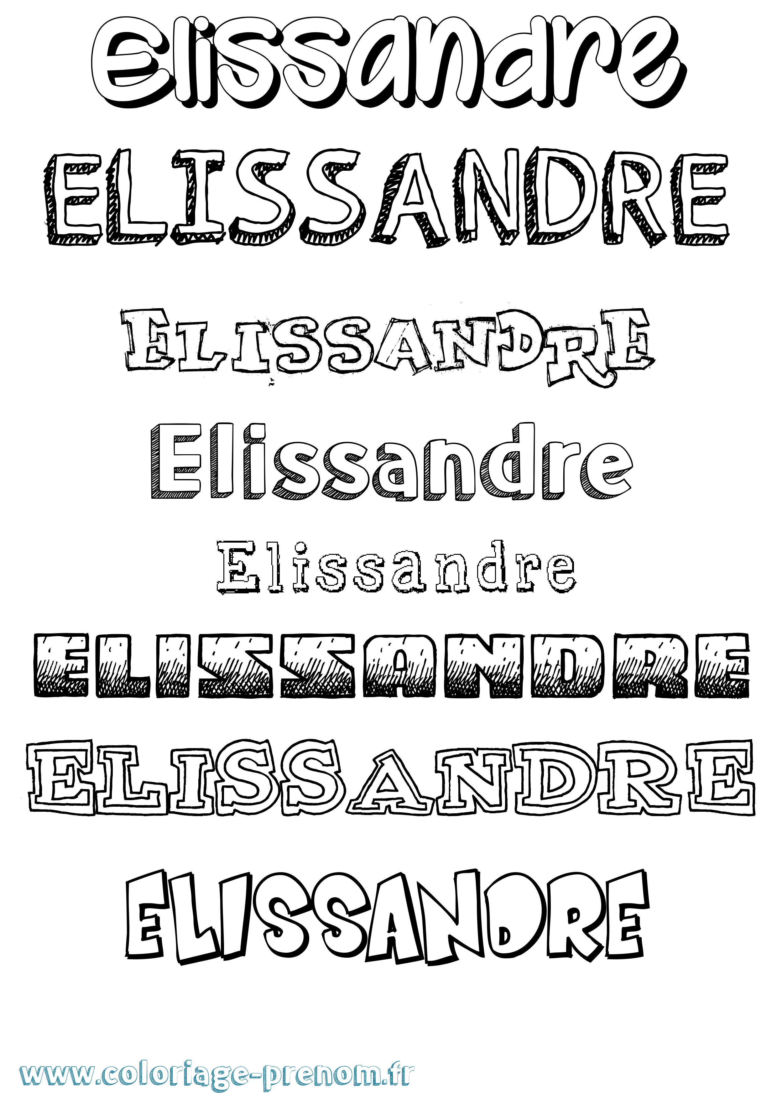 Coloriage prénom Elissandre Dessiné