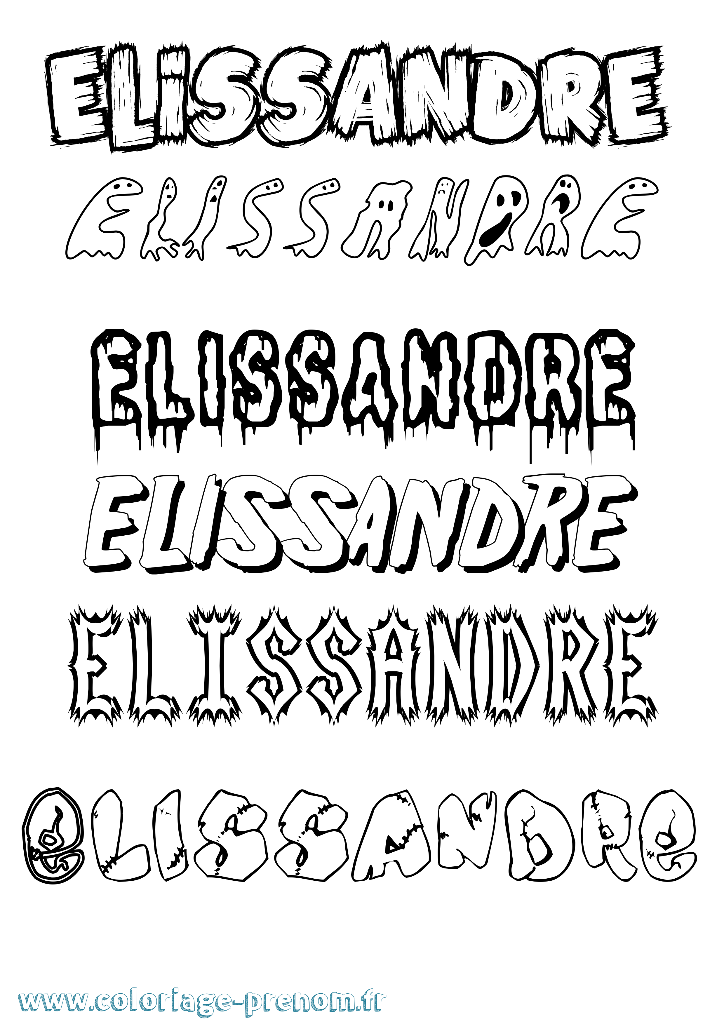 Coloriage prénom Elissandre Frisson