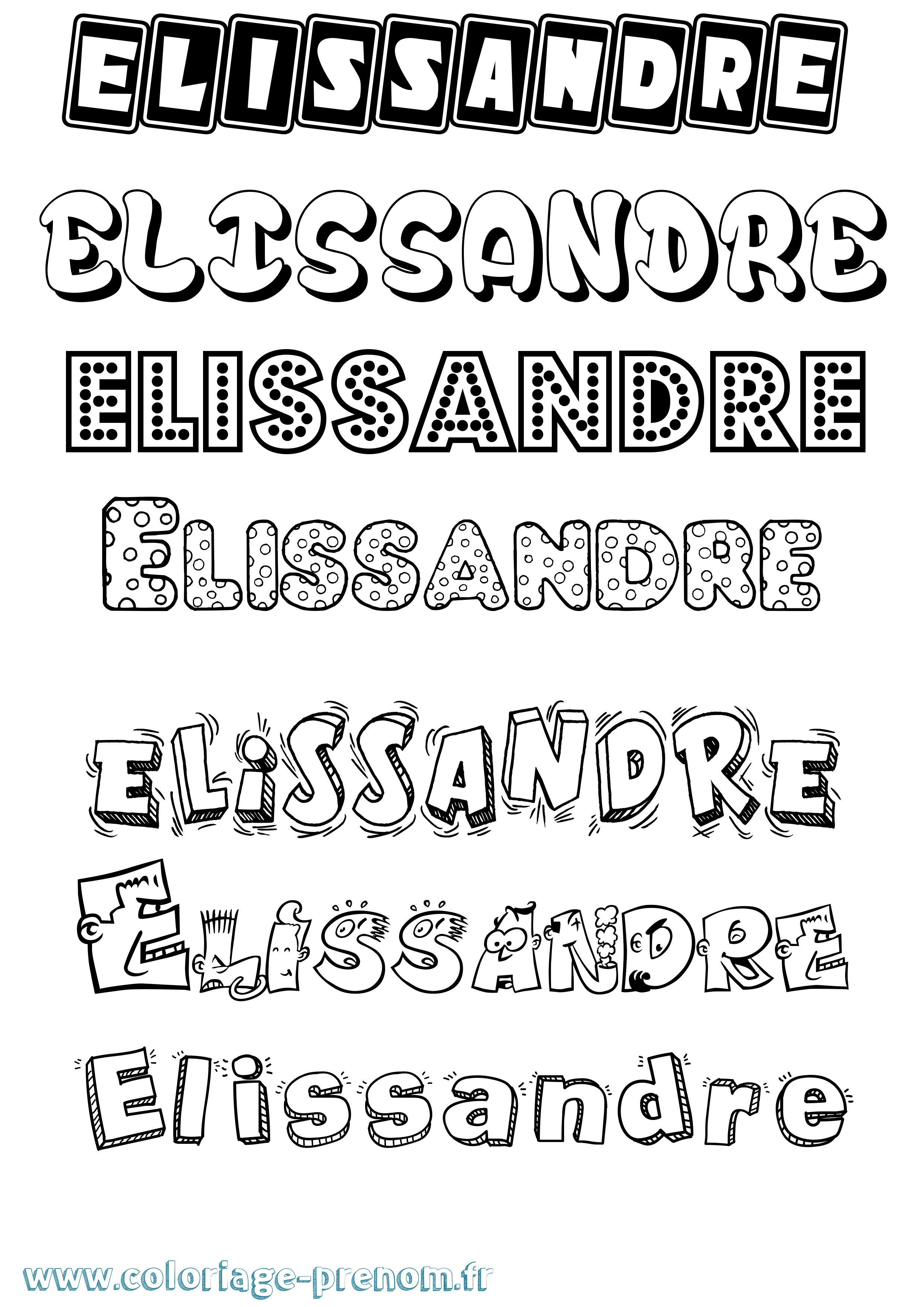 Coloriage prénom Elissandre Fun