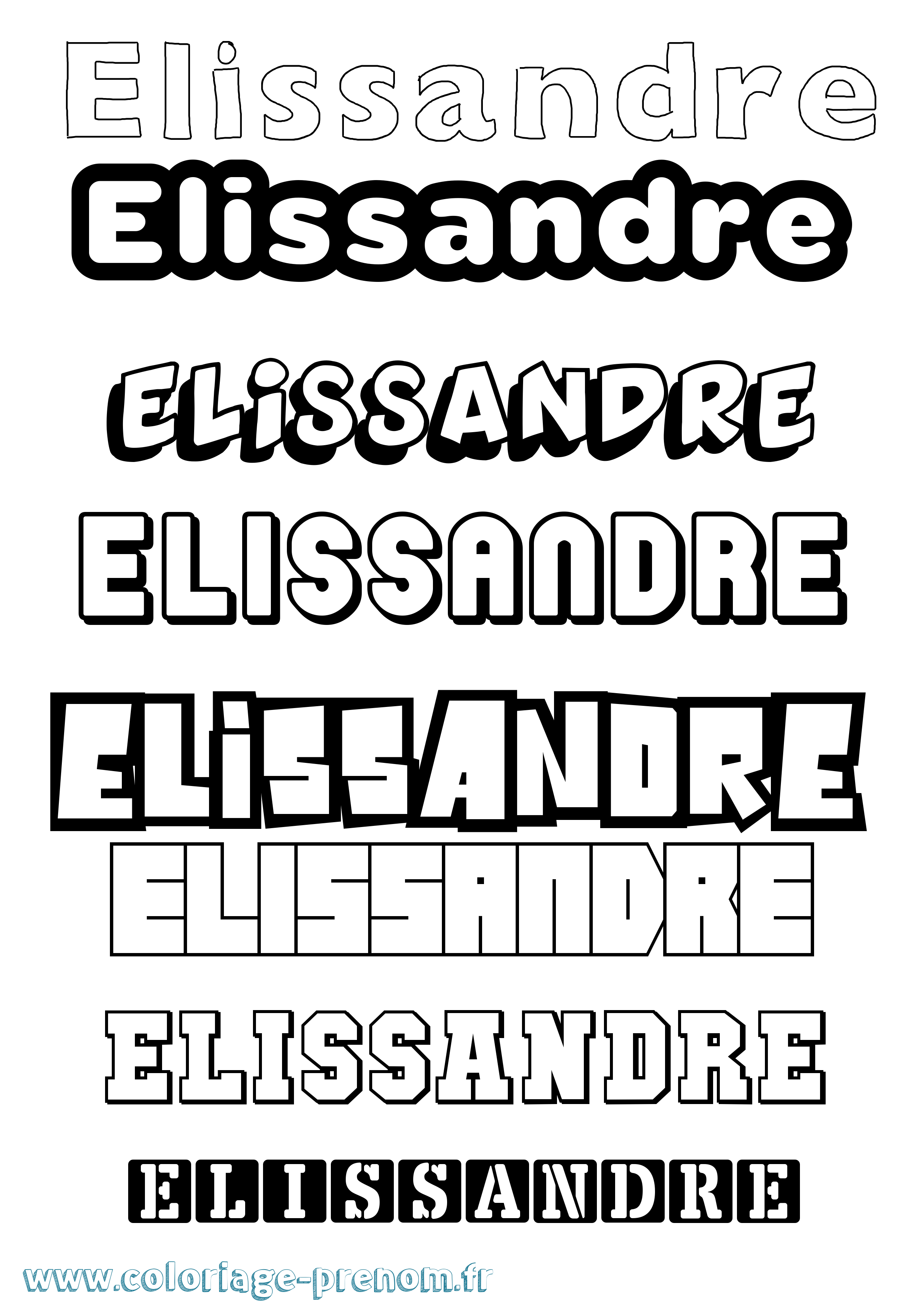 Coloriage prénom Elissandre Simple