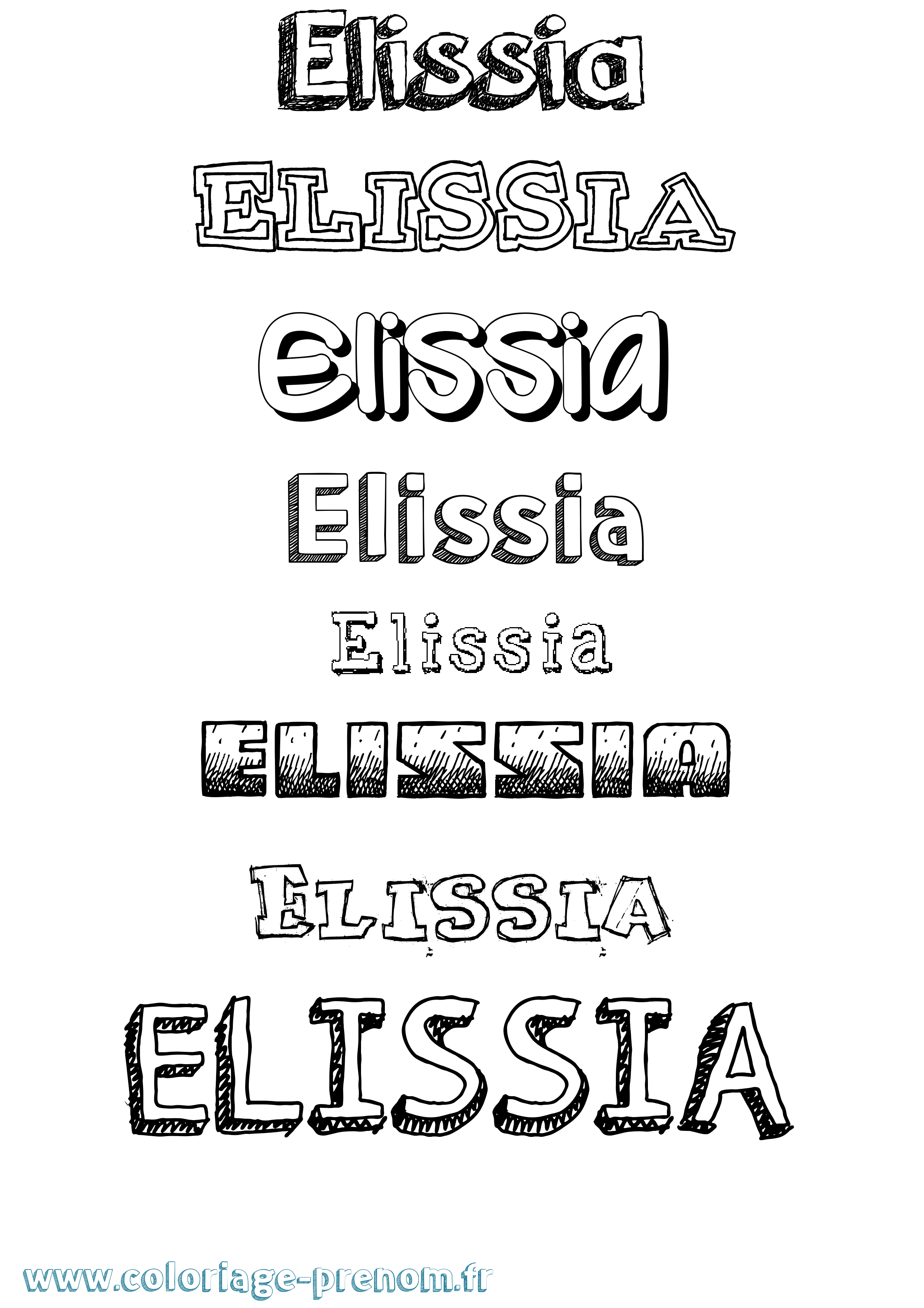 Coloriage prénom Elissia Dessiné