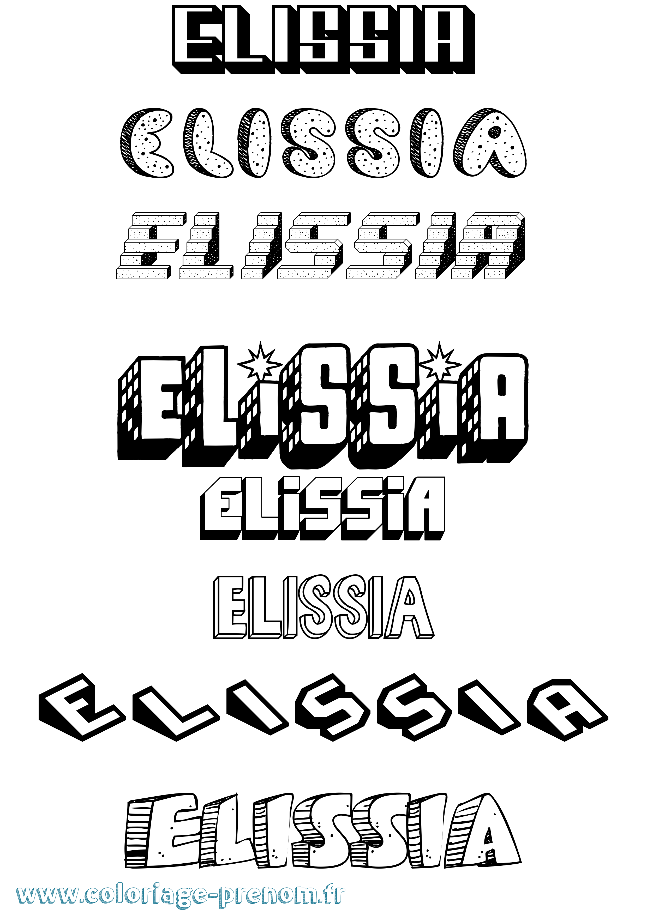 Coloriage prénom Elissia Effet 3D